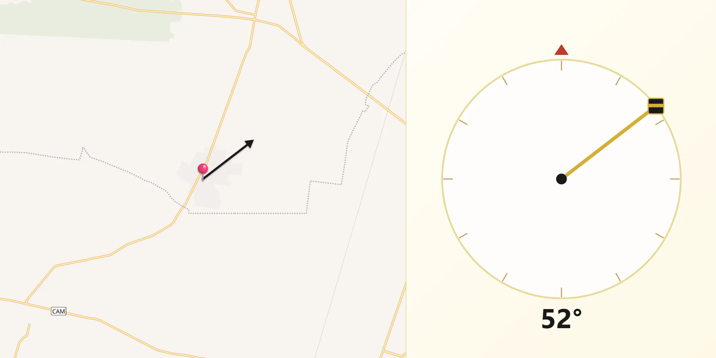 Dirección de la Qibla desde Cuch Holoch