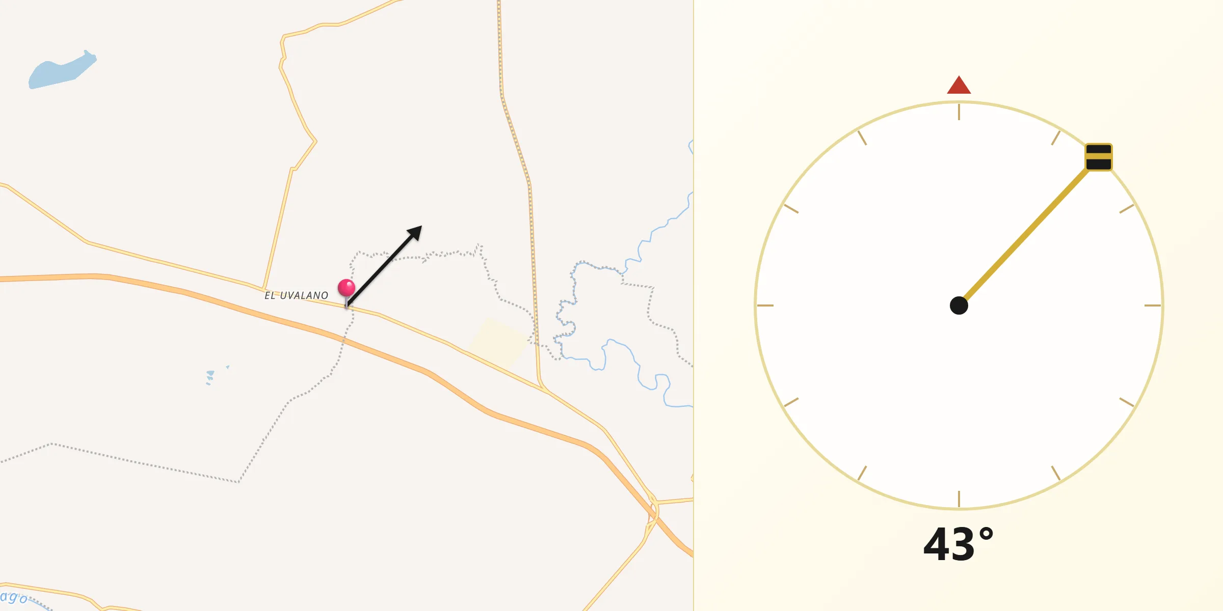 Dirección de la Qibla desde El Uvalano
