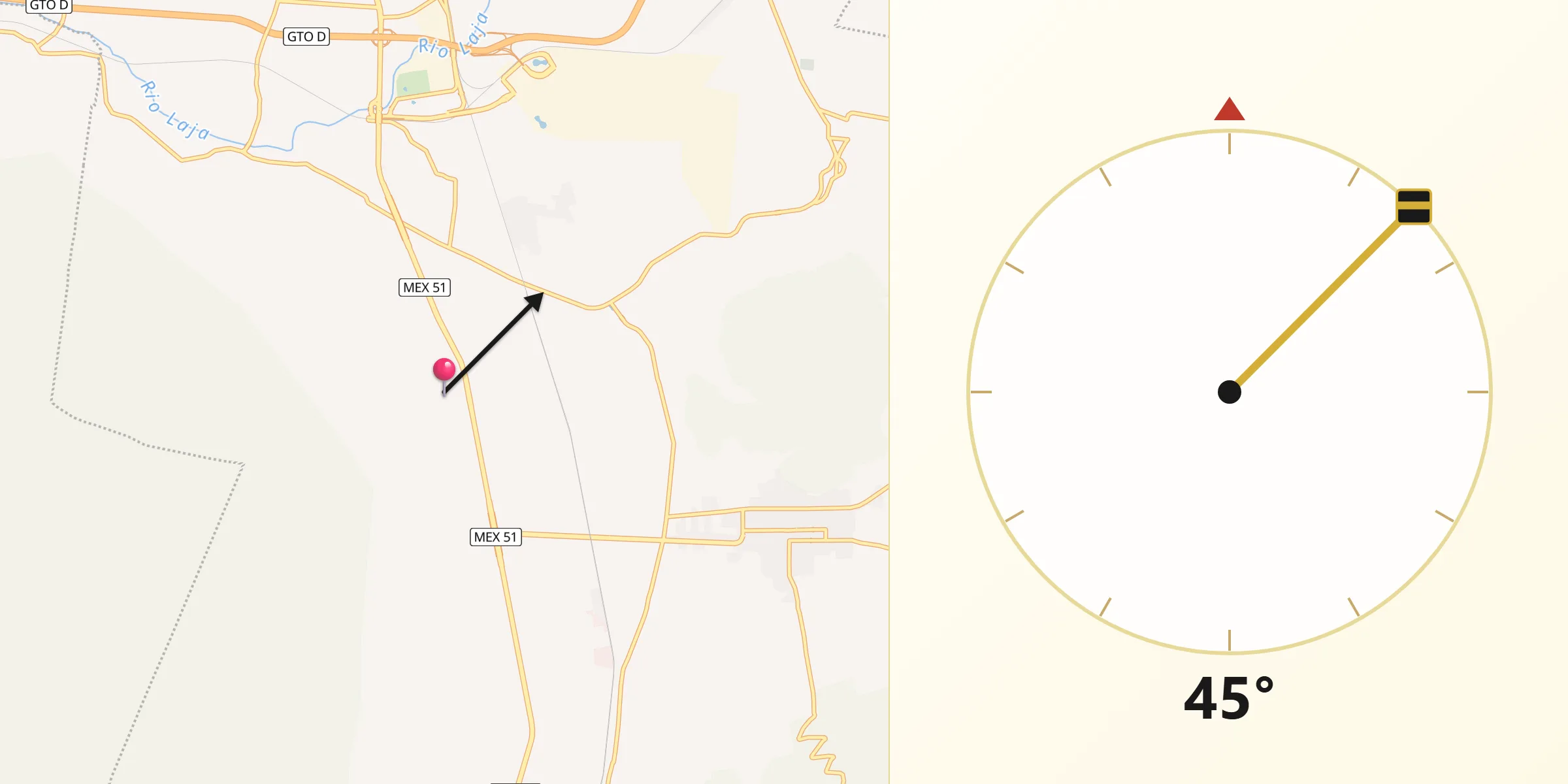 Dirección de la Qibla desde Santa María del Refugio