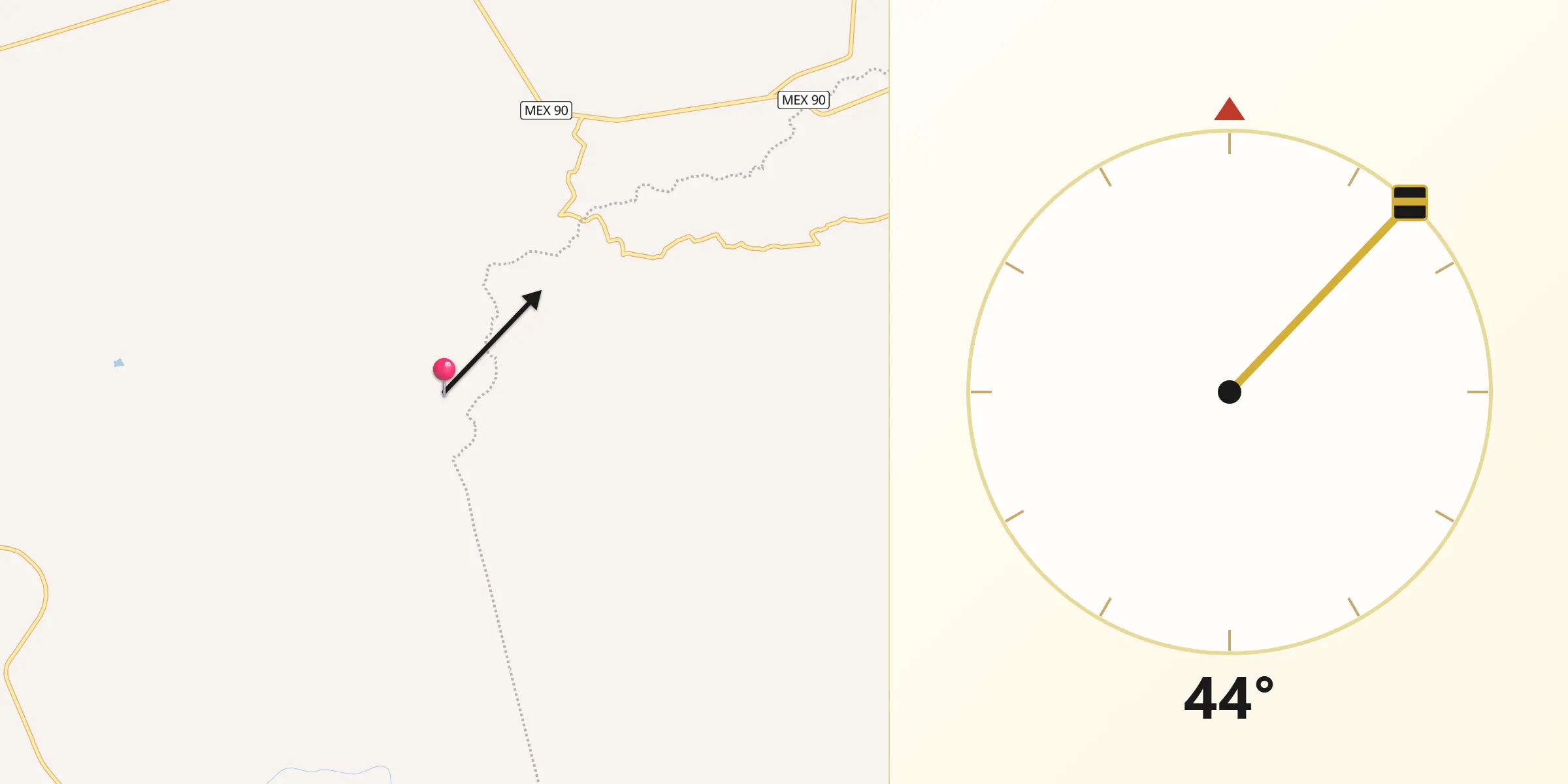 Dirección de la Qibla desde El Chaveño