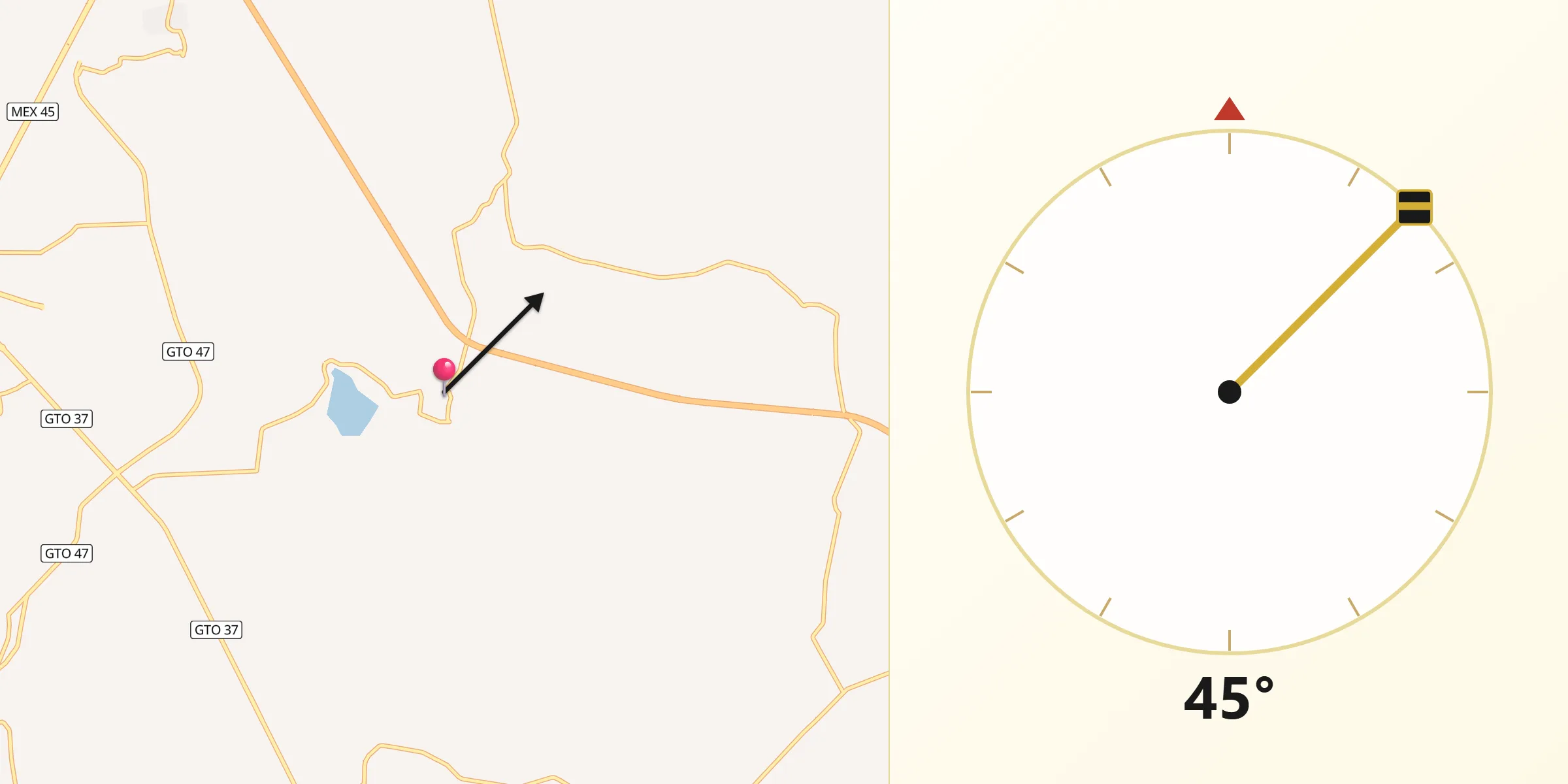Dirección de la Qibla desde El Espejo