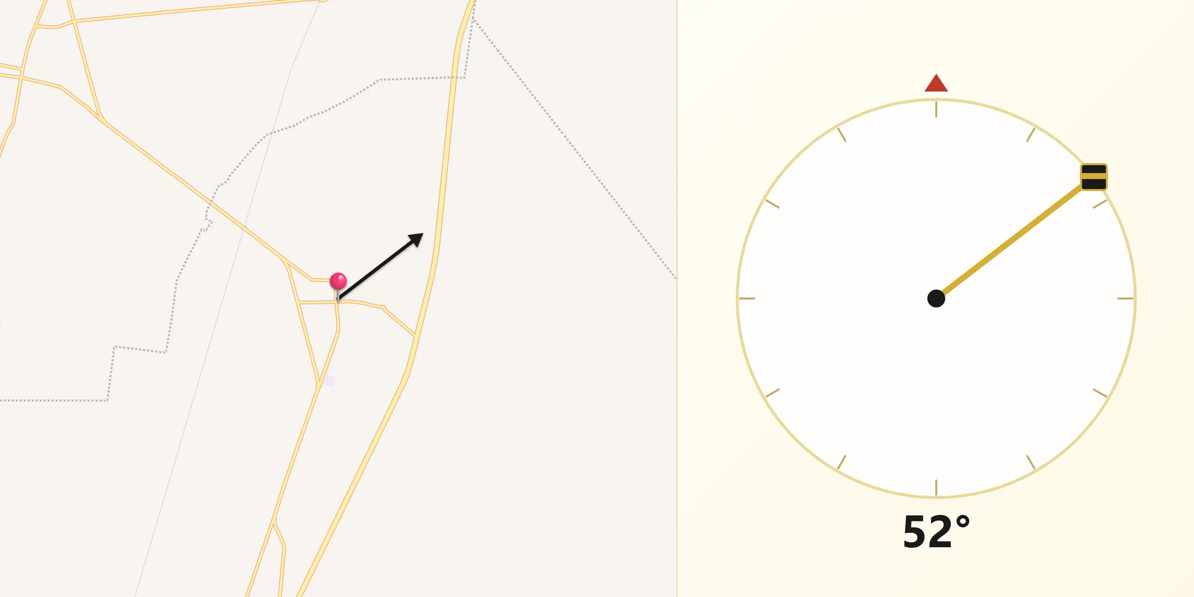 Dirección de la Qibla desde Bécal