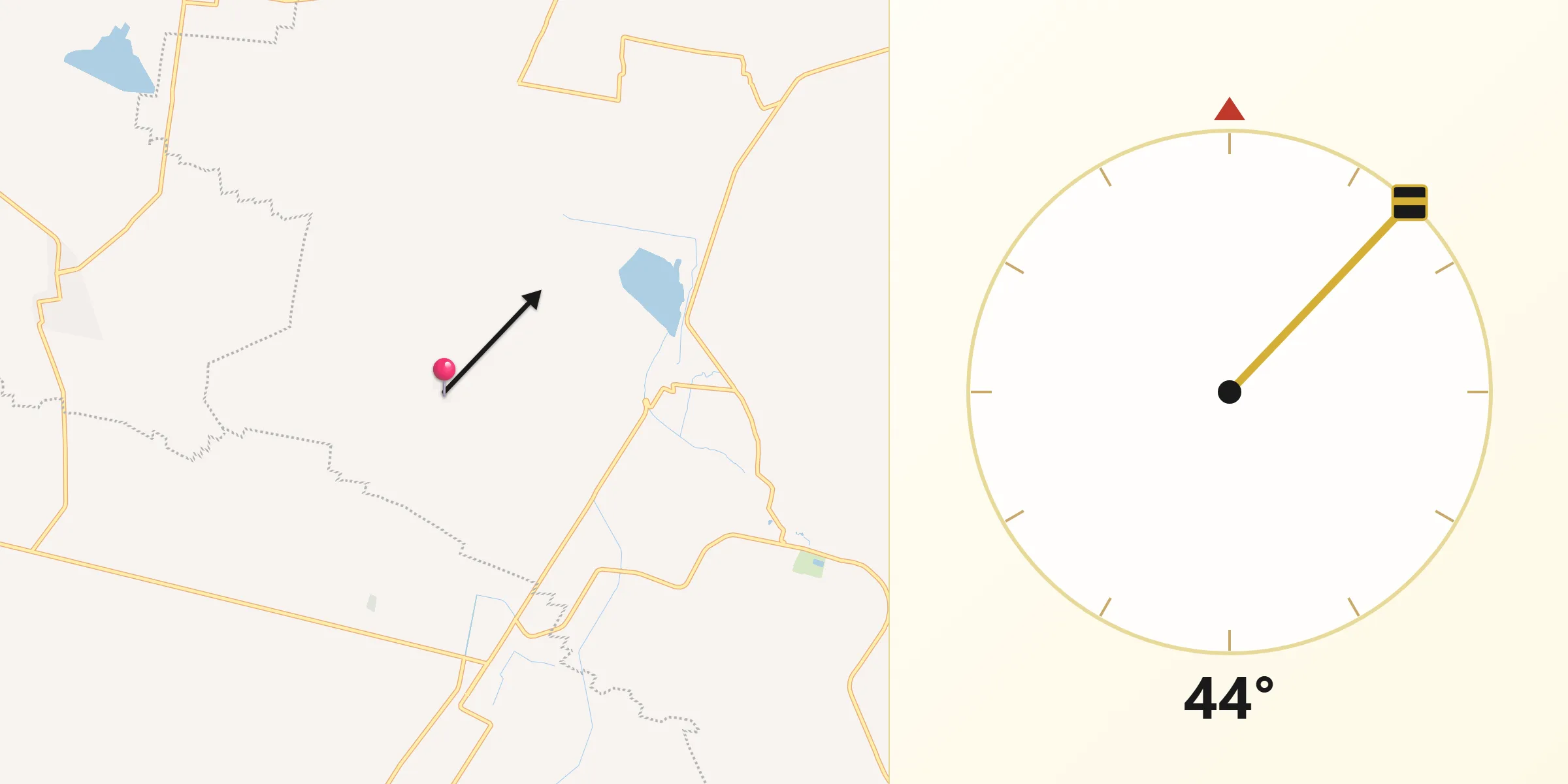 Dirección de la Qibla desde Carretas