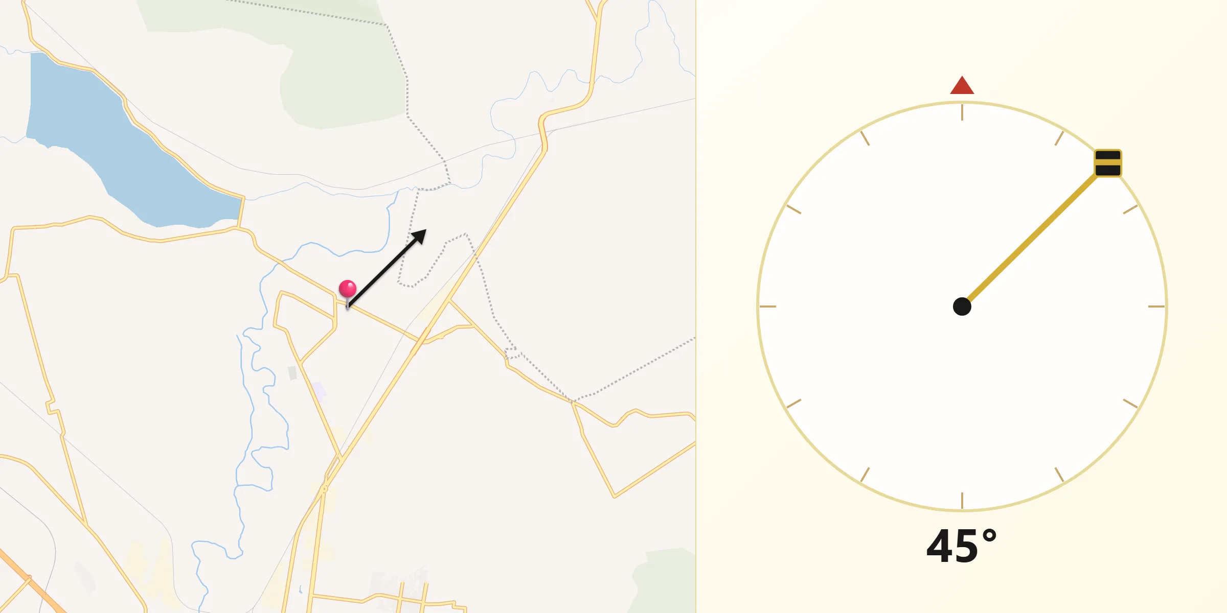 Dirección de la Qibla desde Visthá