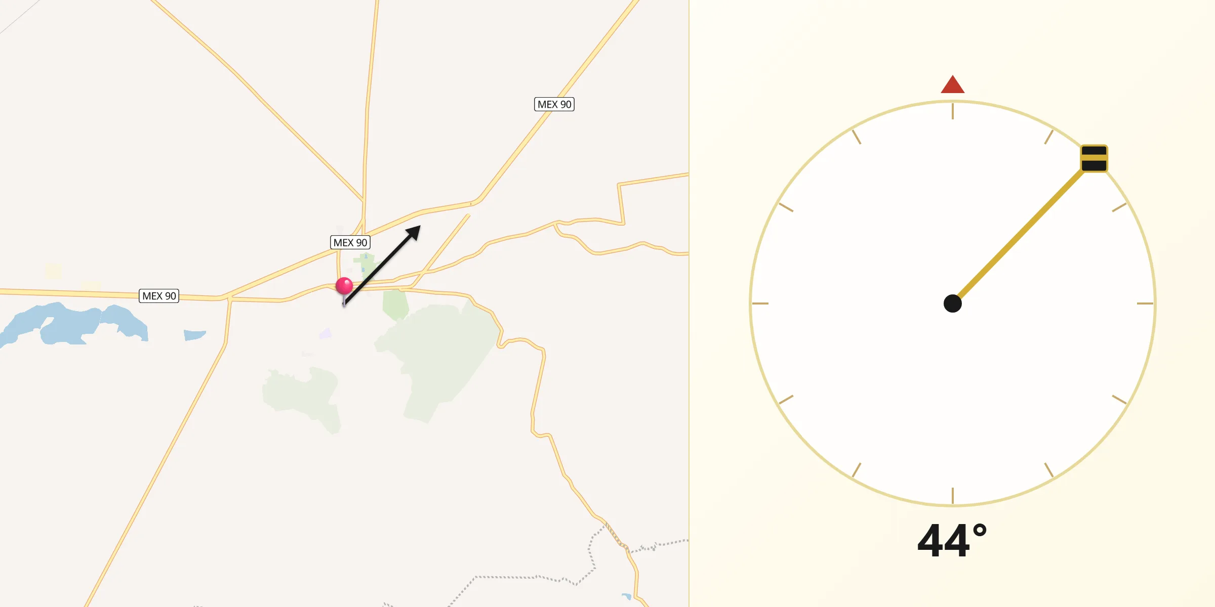 Dirección de la Qibla desde Abasolo