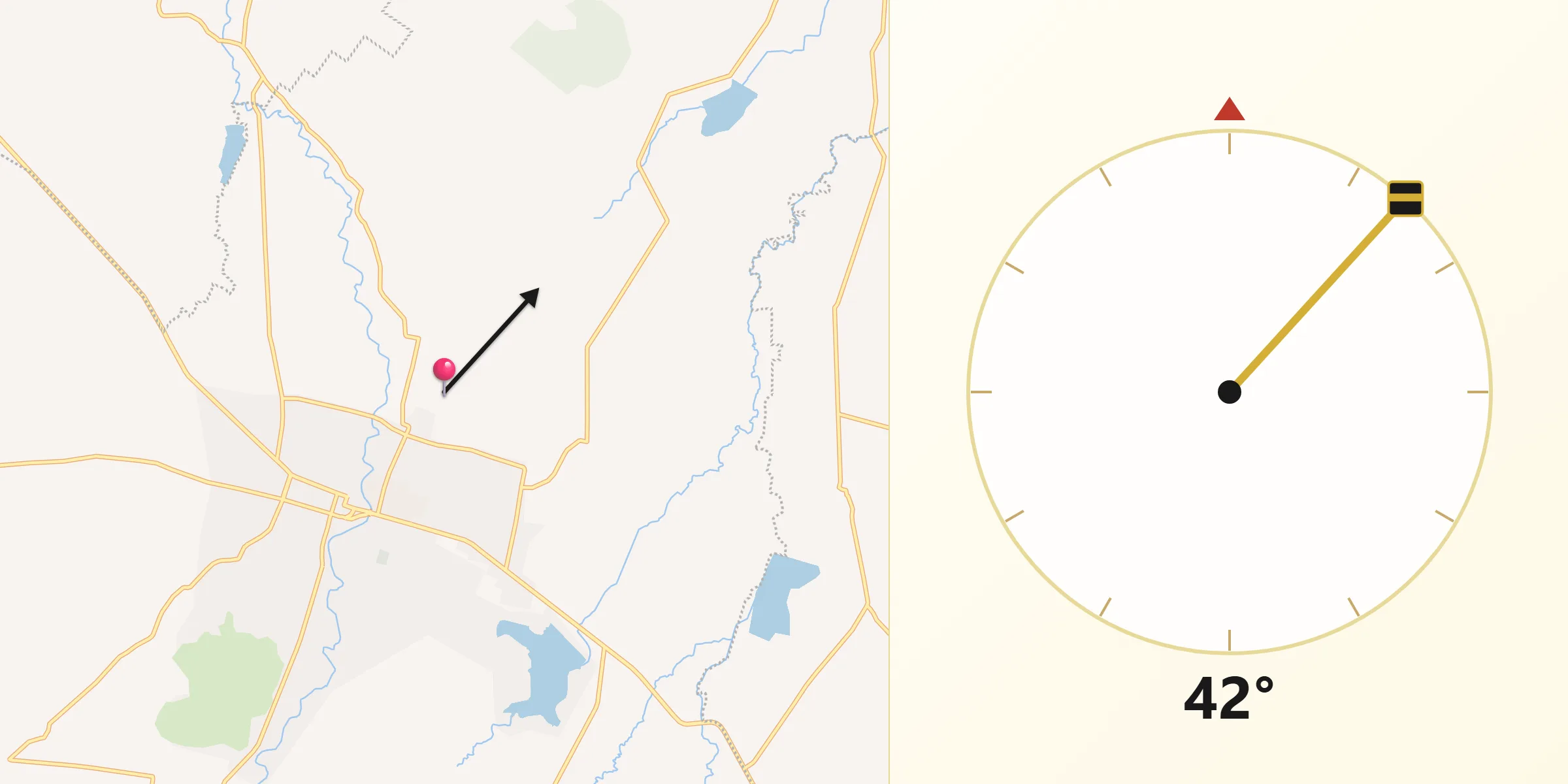 Dirección de la Qibla desde Los Vergara