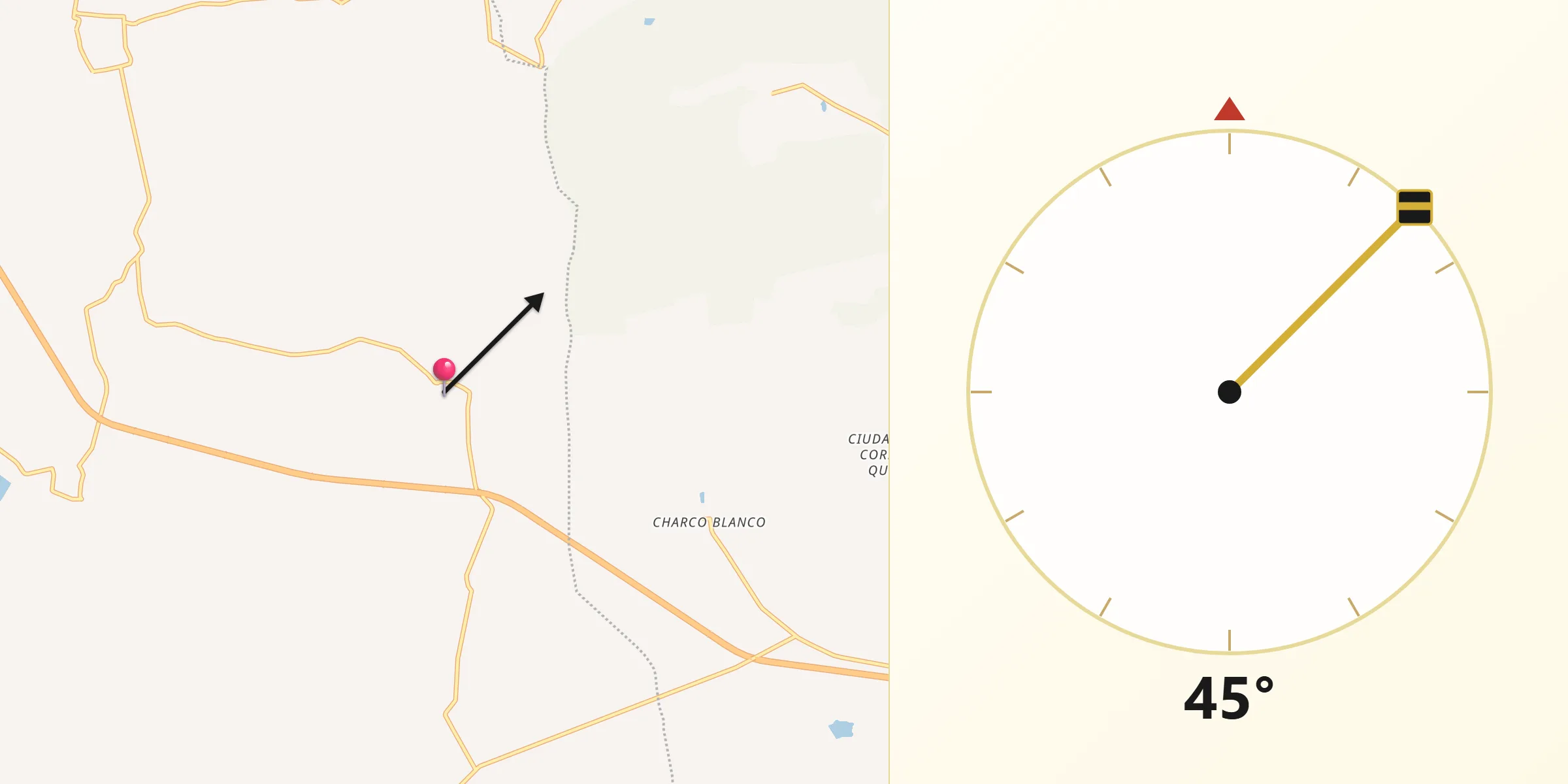 Dirección de la Qibla desde El Salto de Espejo