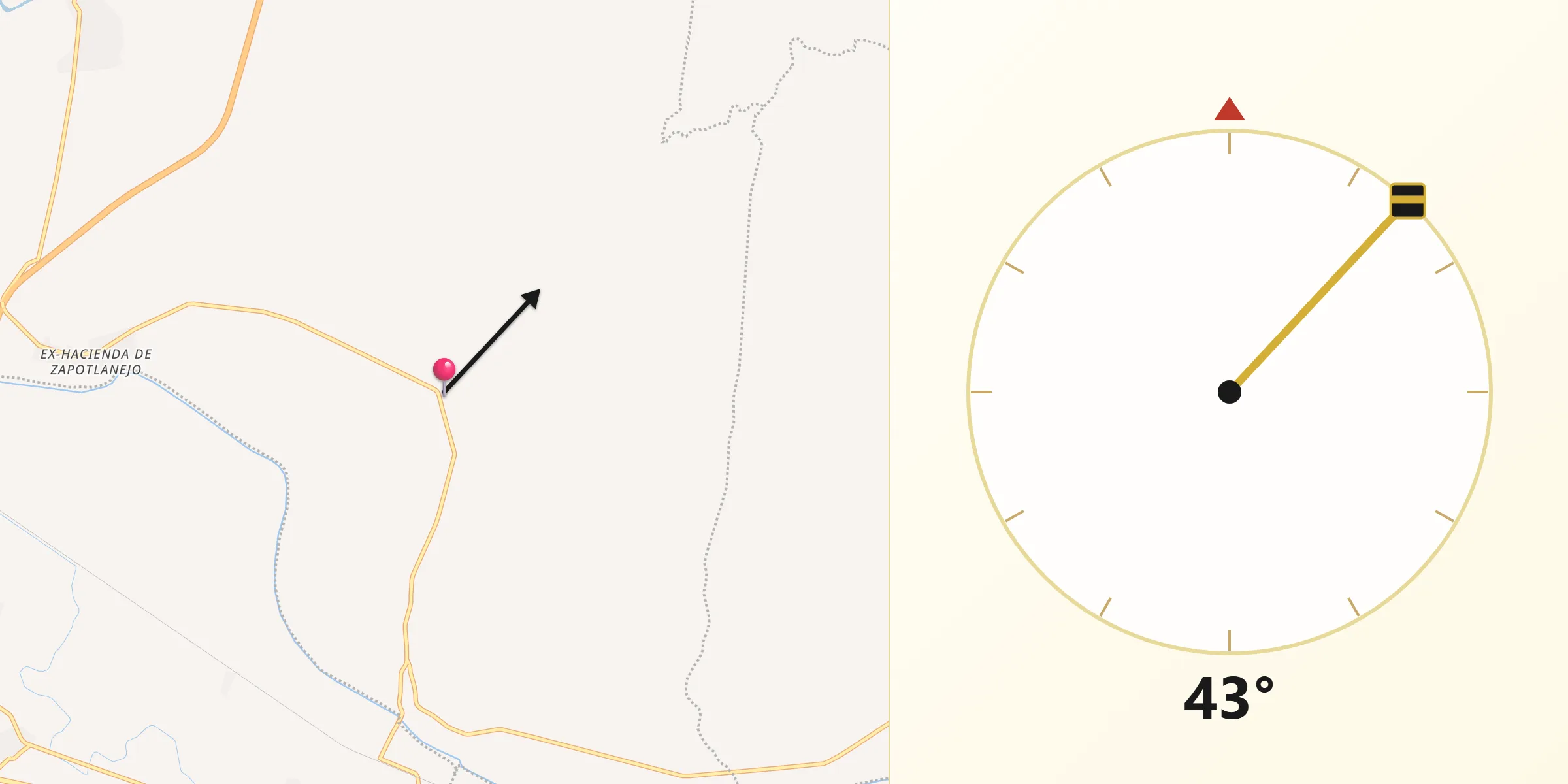 Dirección de la Qibla desde La Mezcalilla