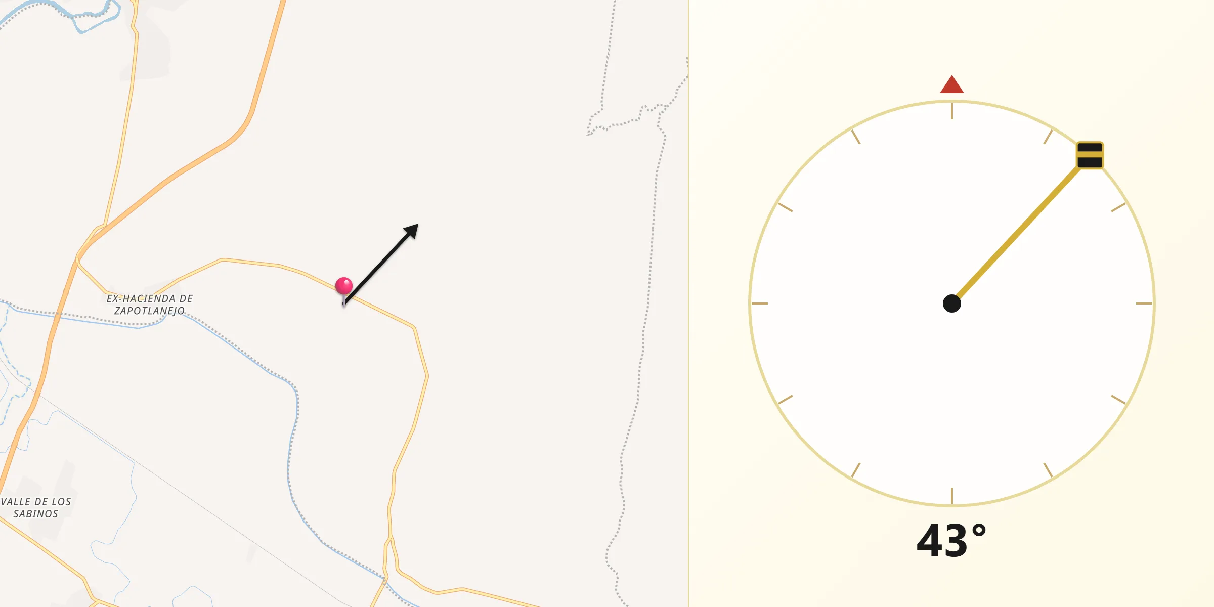 Dirección de la Qibla desde Casa de Teja
