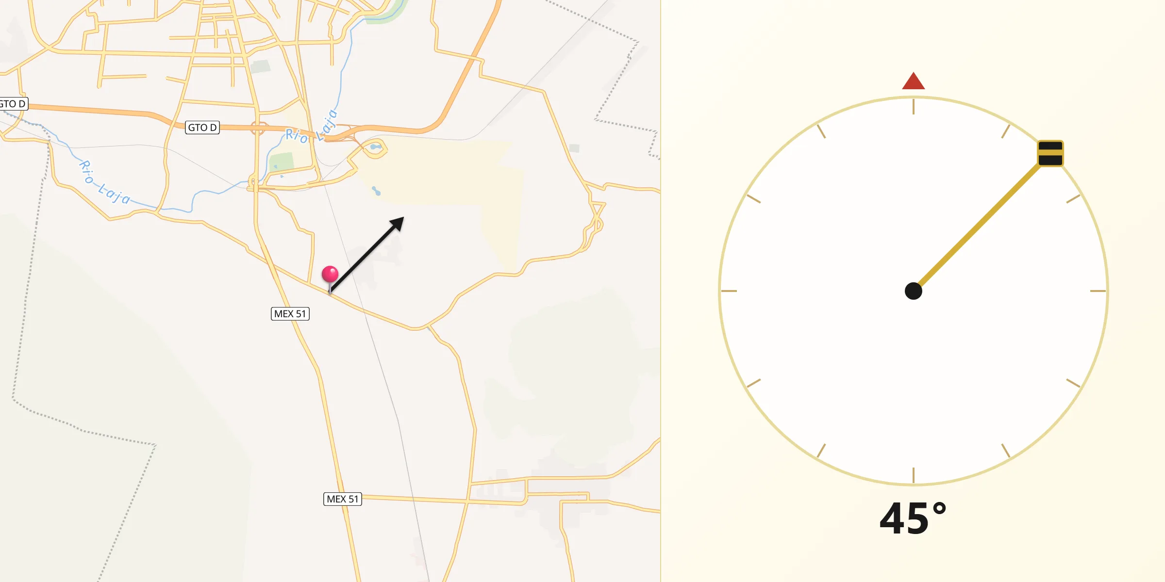 Dirección de la Qibla desde La Cruz