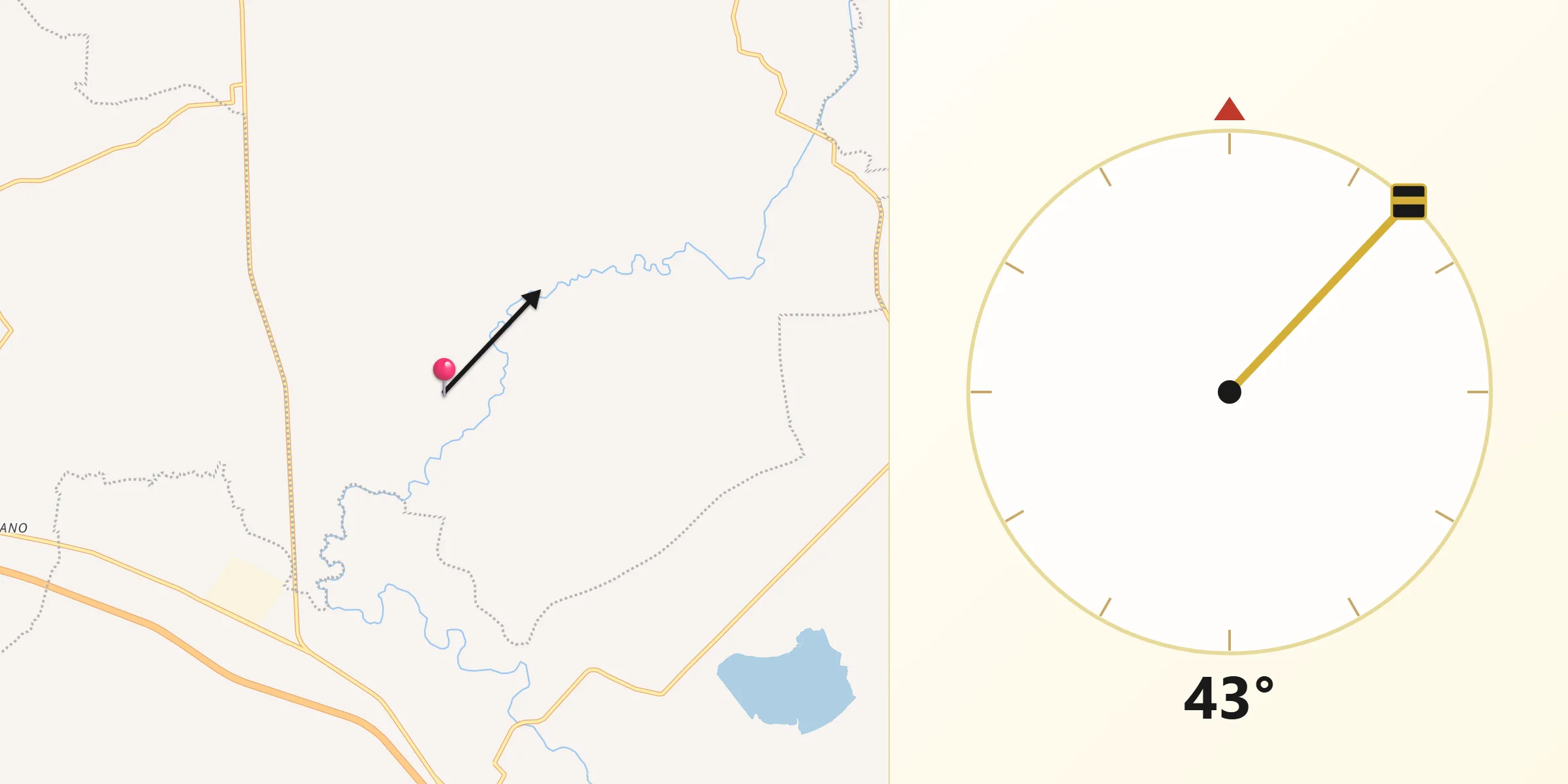 Dirección de la Qibla desde El Dique