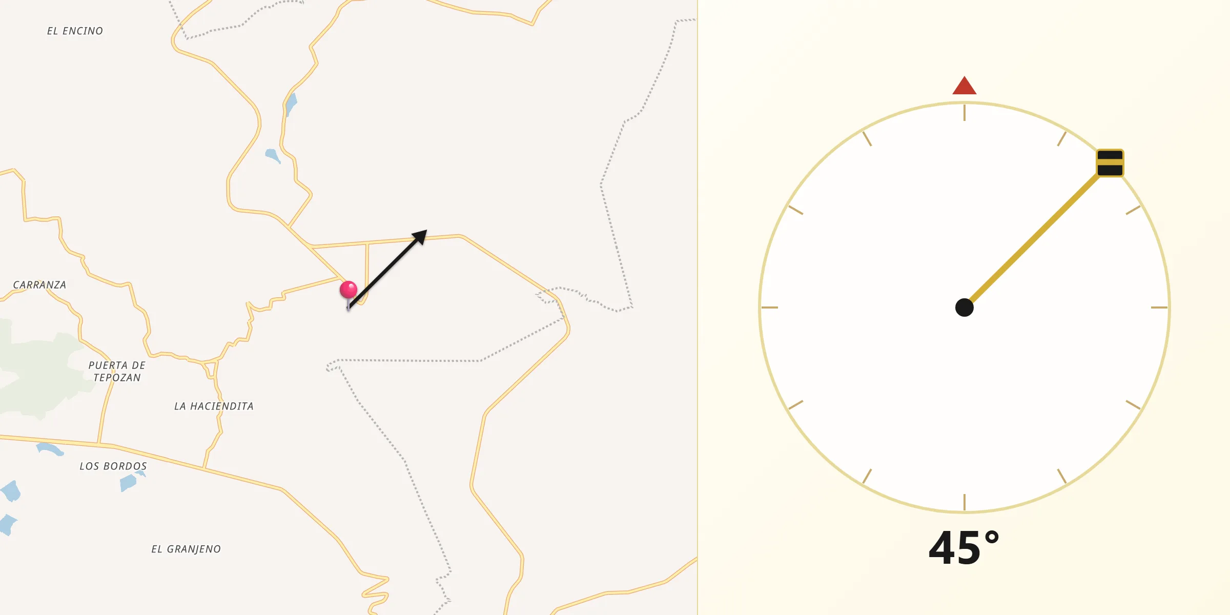 Dirección de la Qibla desde Lagunillas