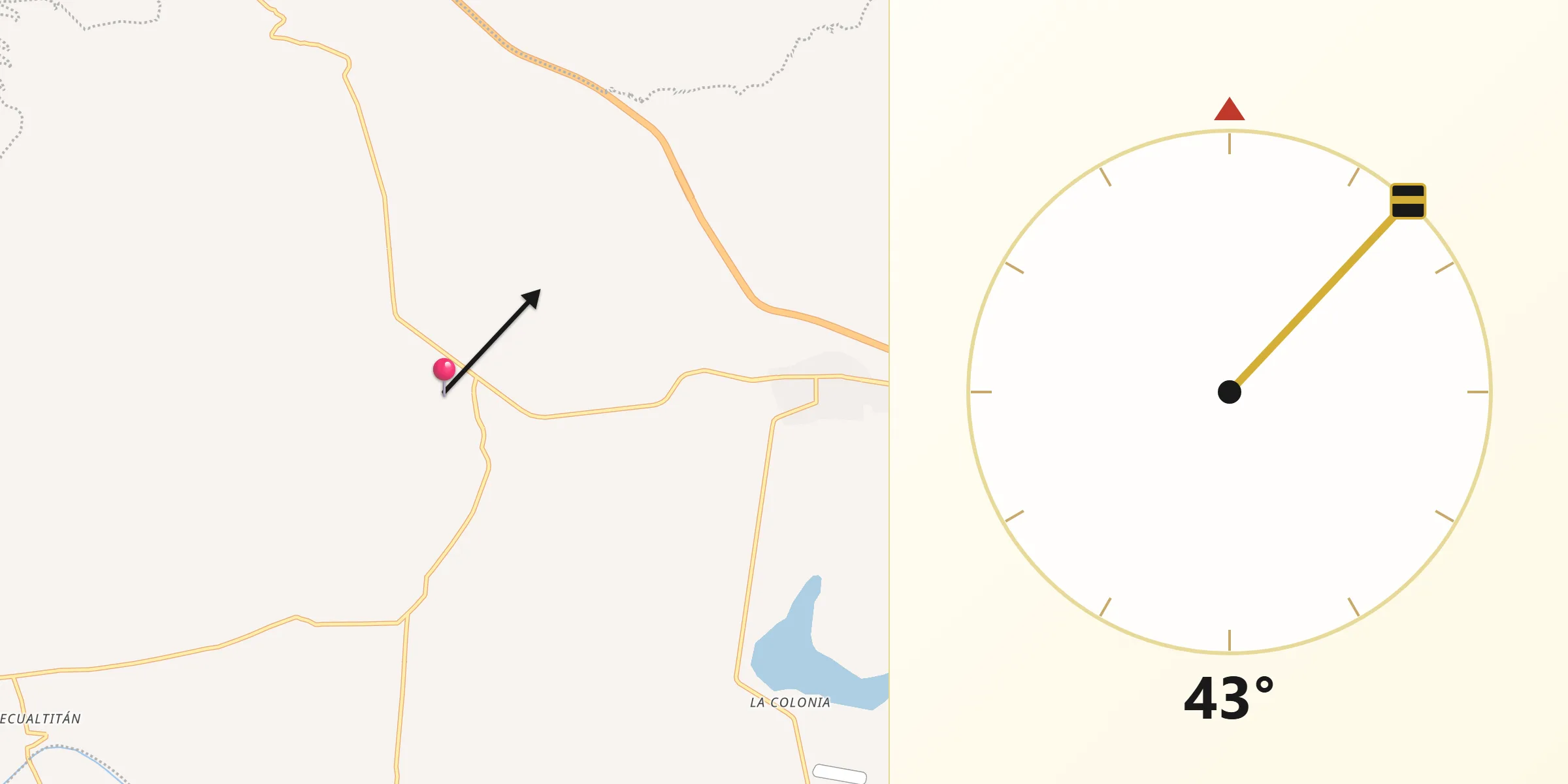 Dirección de la Qibla desde El Jabalí