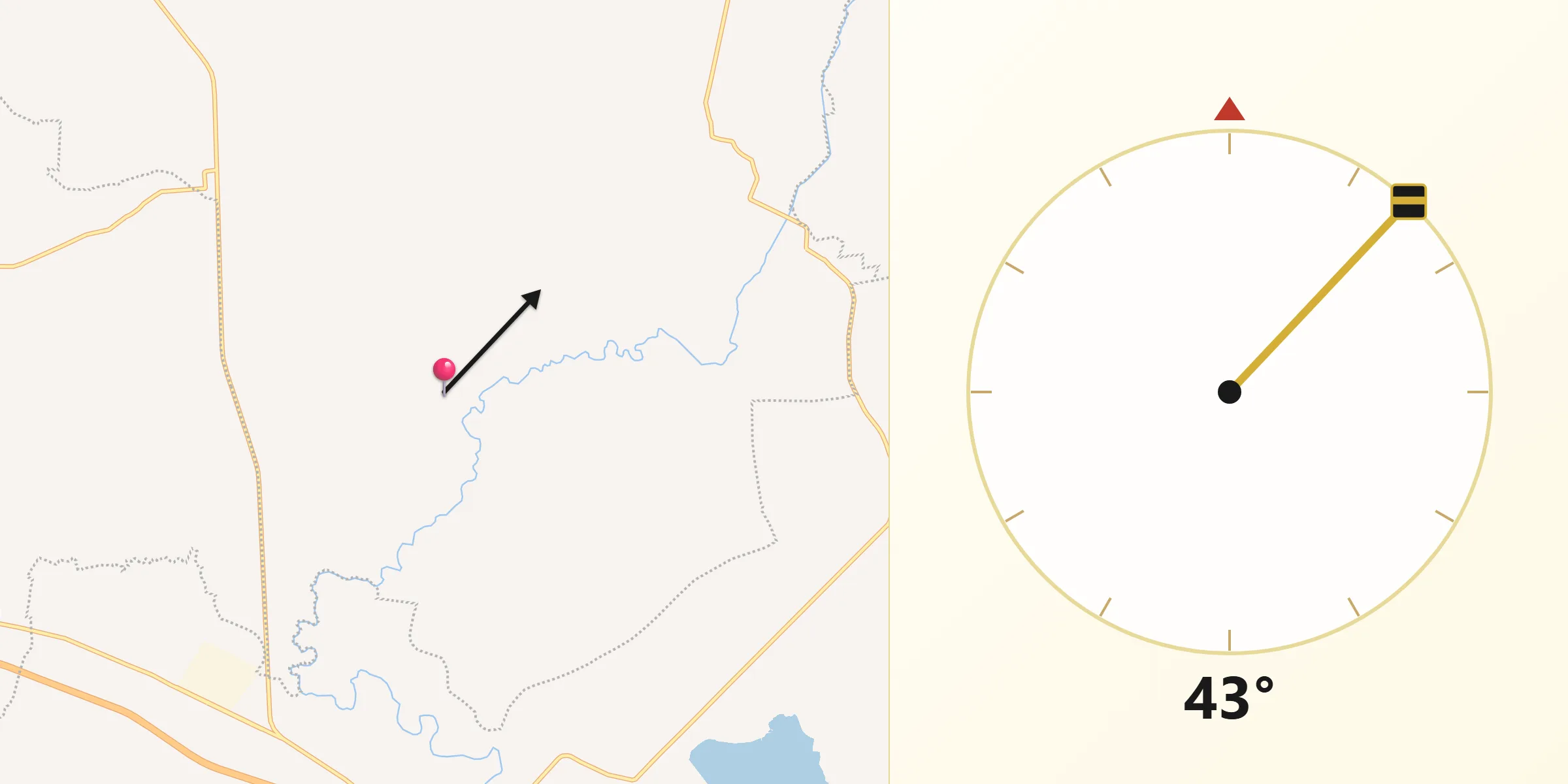 Dirección de la Qibla desde La Floreña