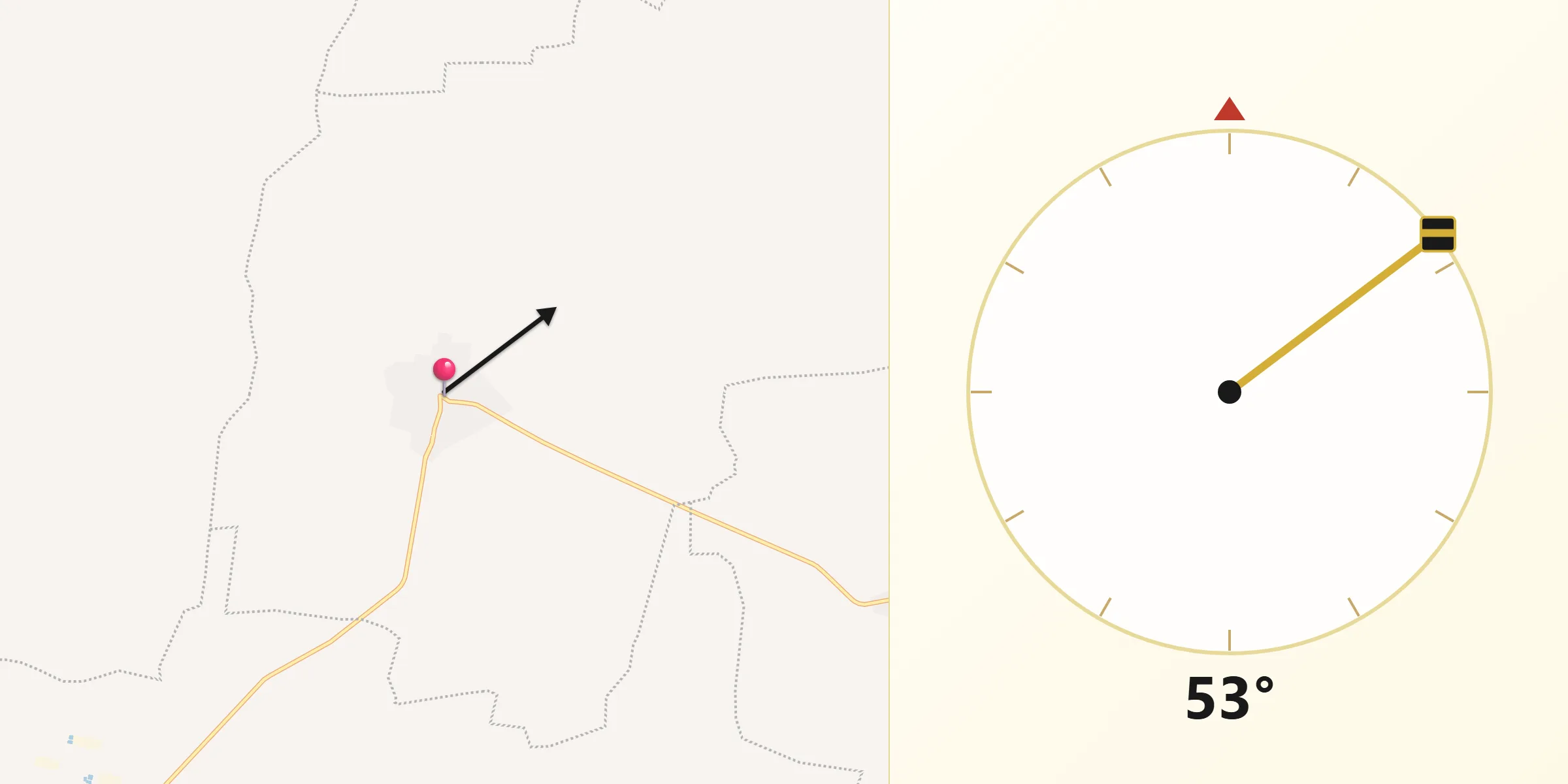 Dirección de la Qibla desde Mayapan
