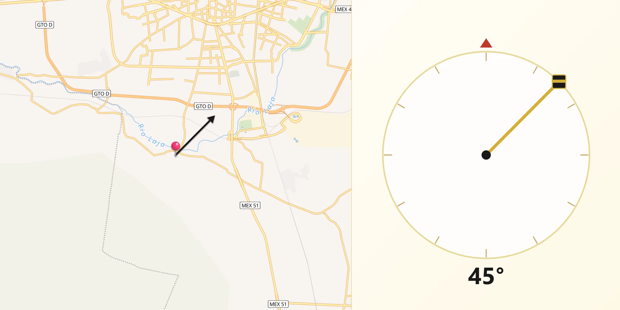 Dirección de la Qibla desde El Puesto