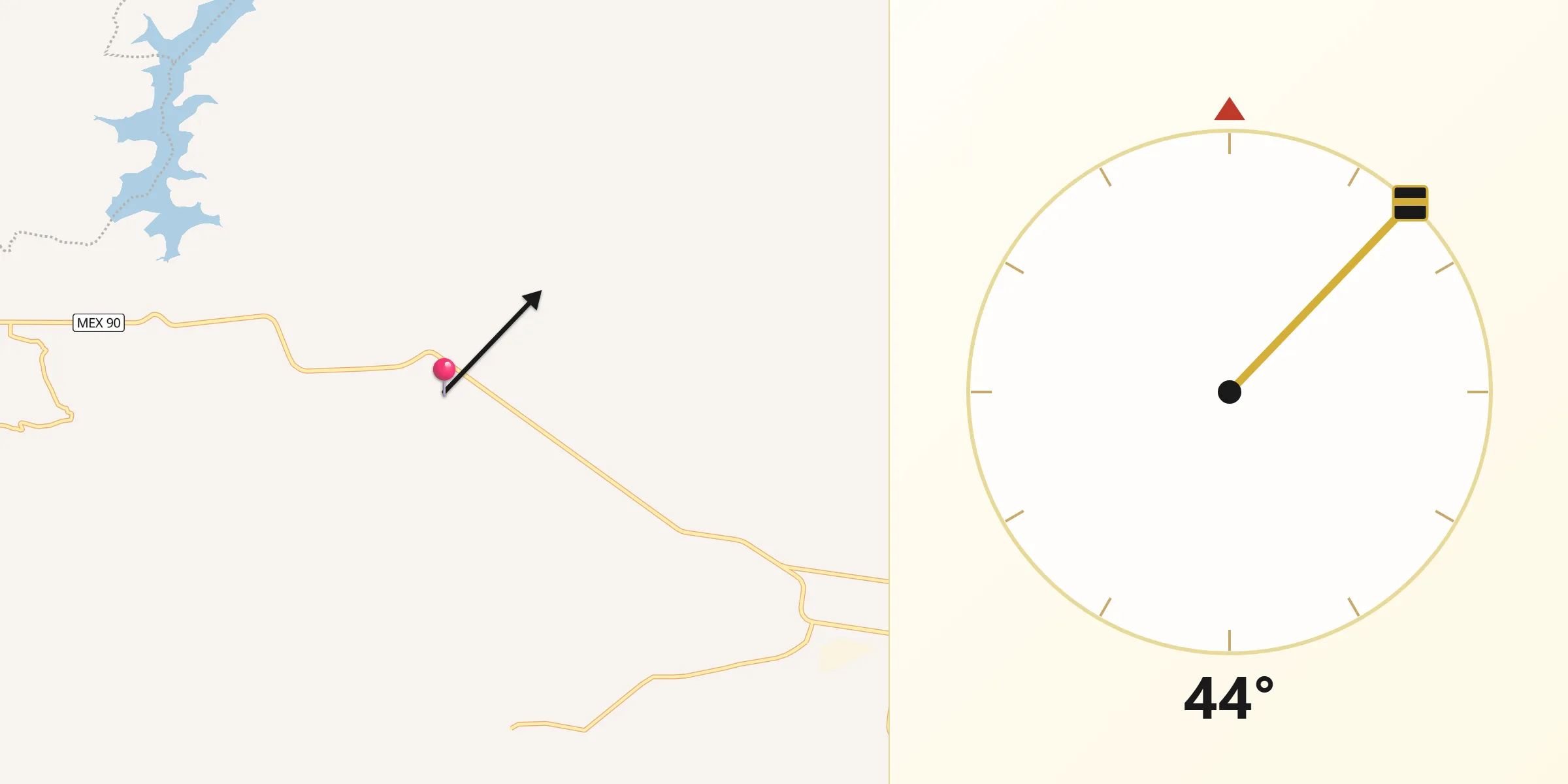 Dirección de la Qibla desde La Tinajera