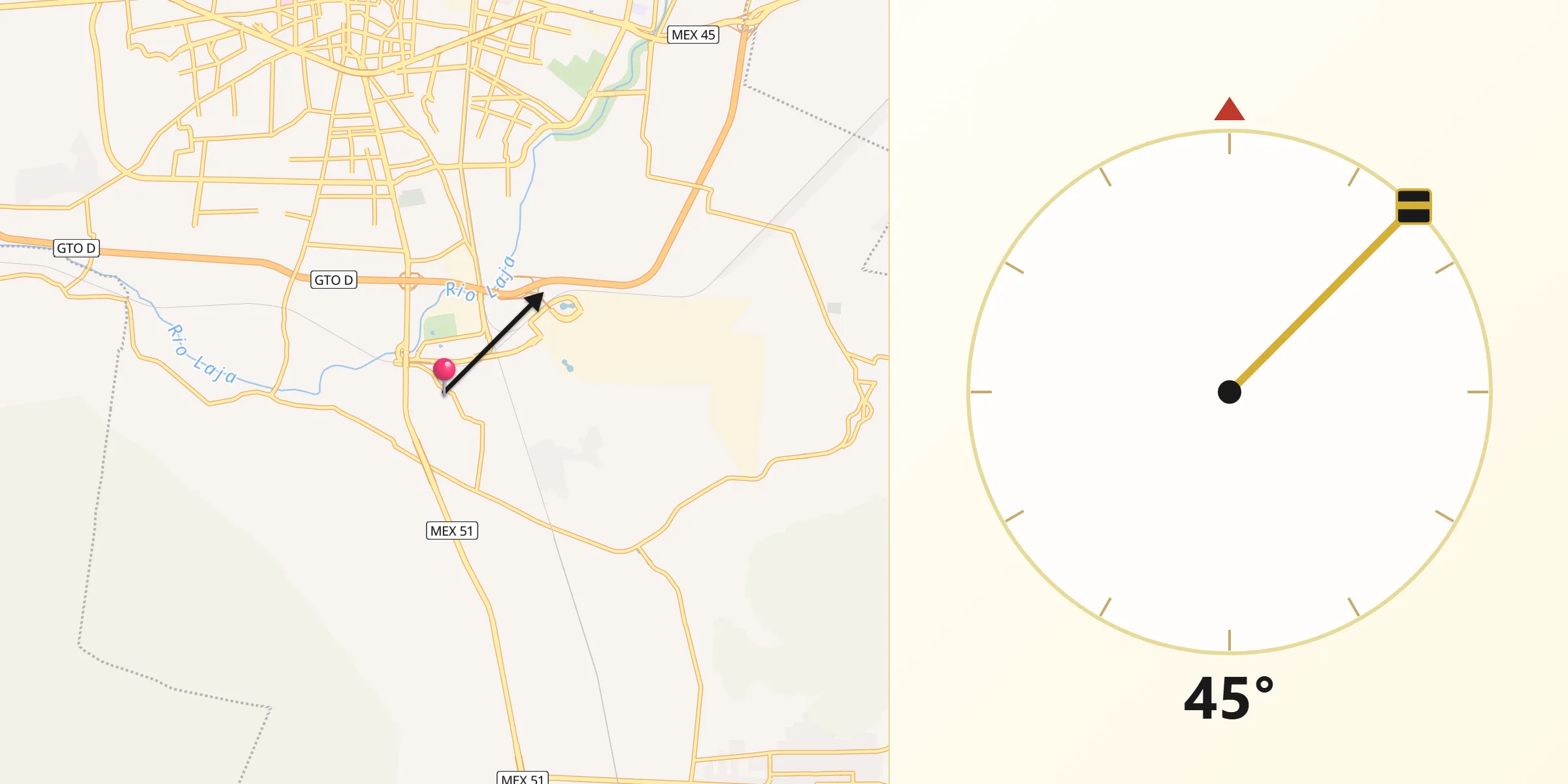 Dirección de la Qibla desde Los Mancera