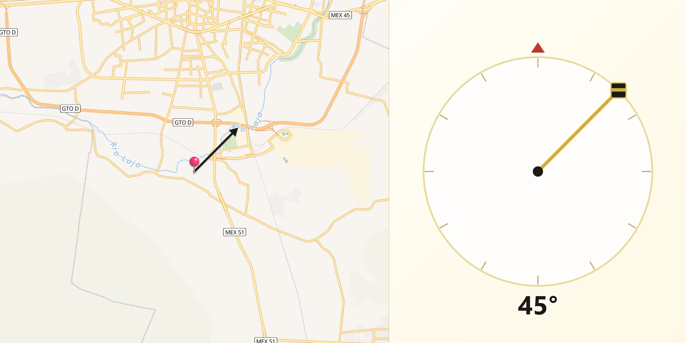 Dirección de la Qibla desde Santa Anita