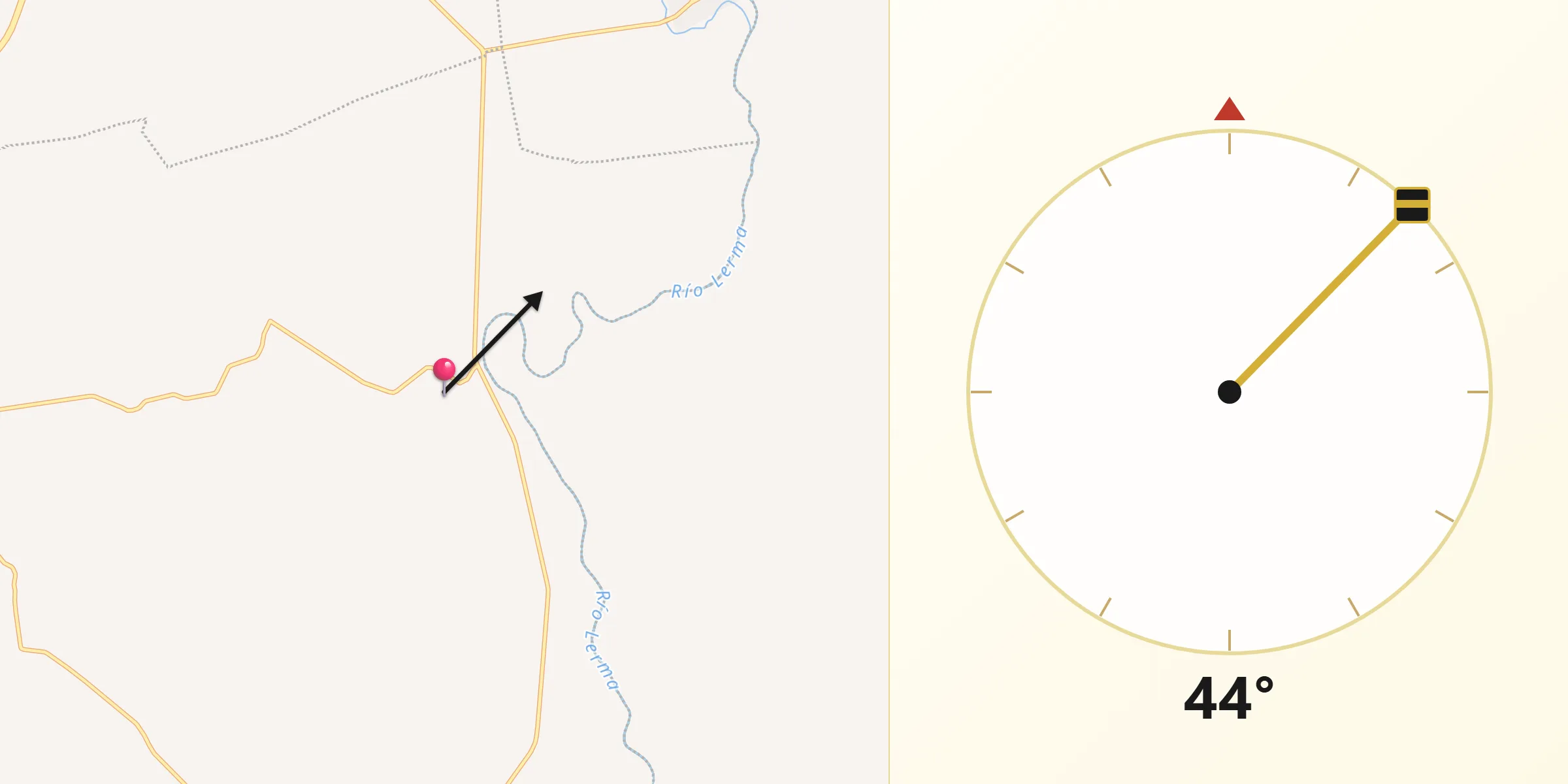 Dirección de la Qibla desde Peralta