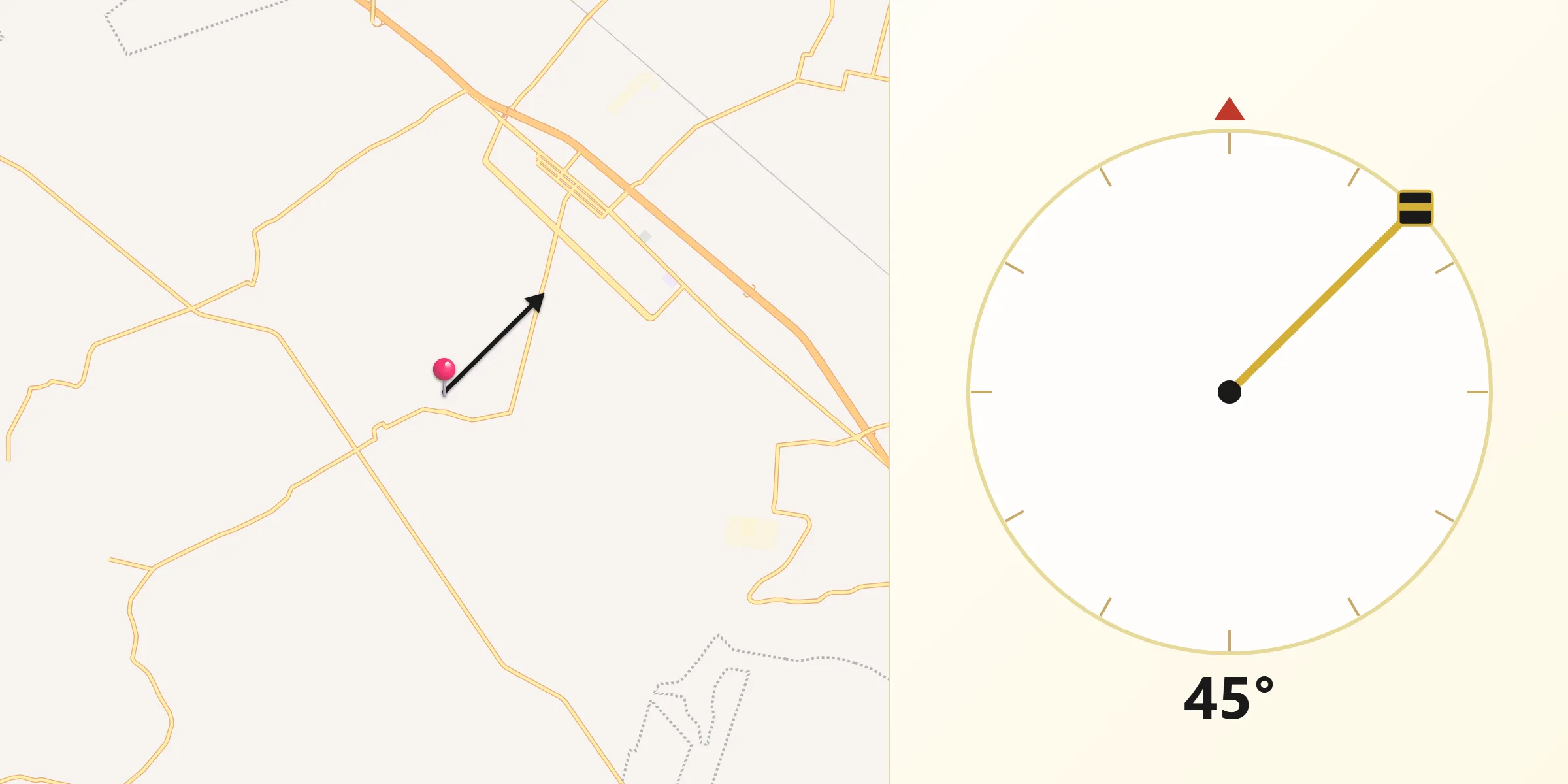 Dirección de la Qibla desde La Lira