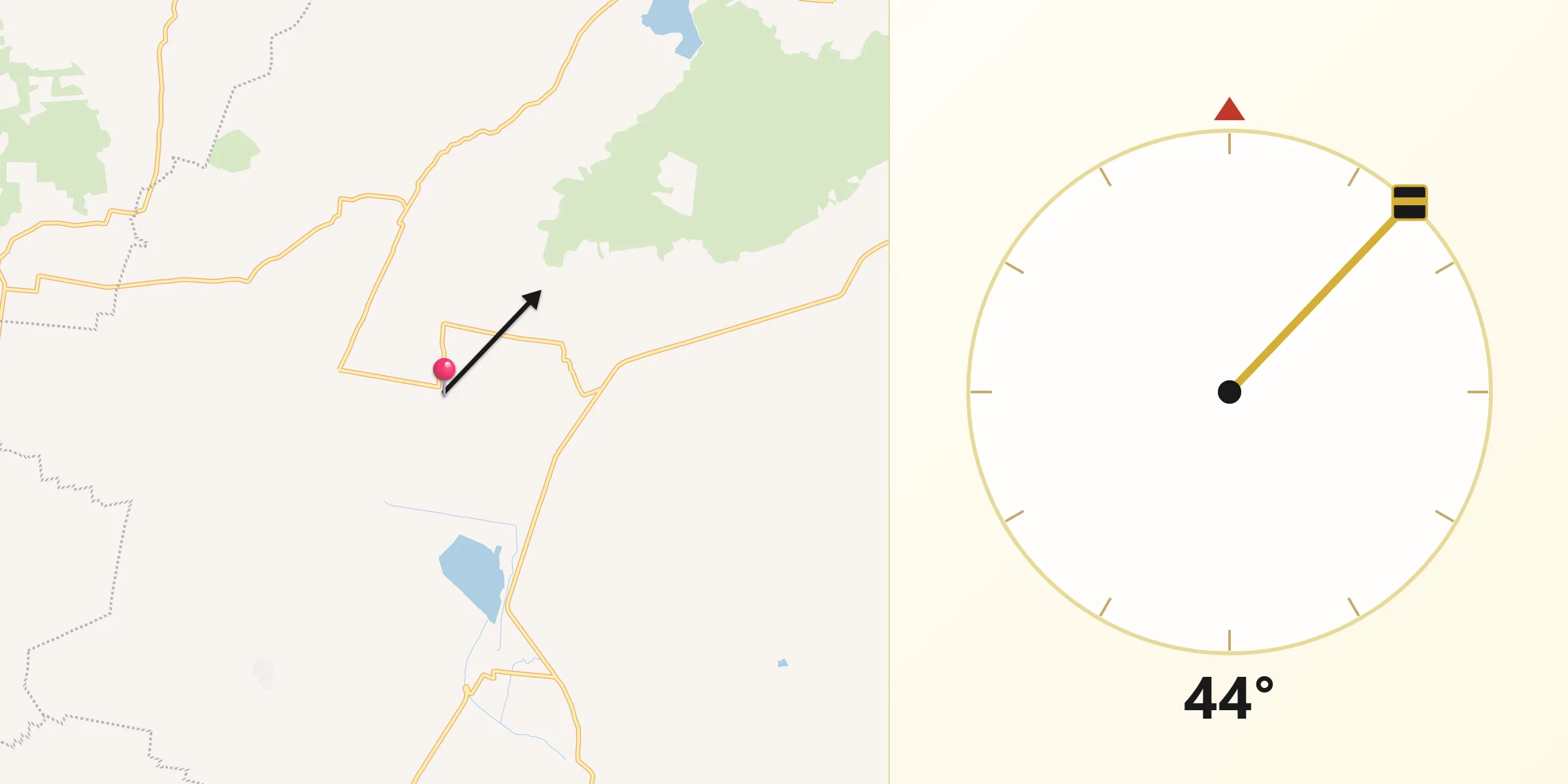 Dirección de la Qibla desde La Nopalera