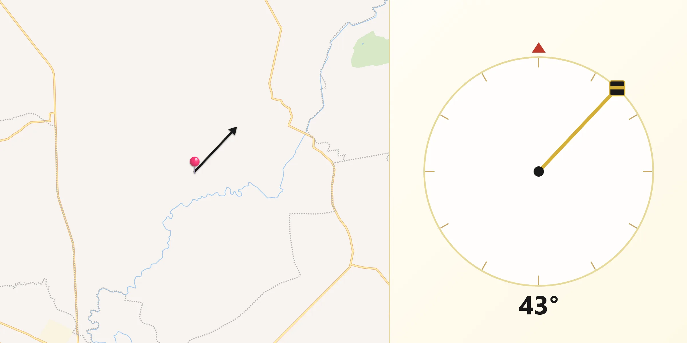 Dirección de la Qibla desde La Tiricia
