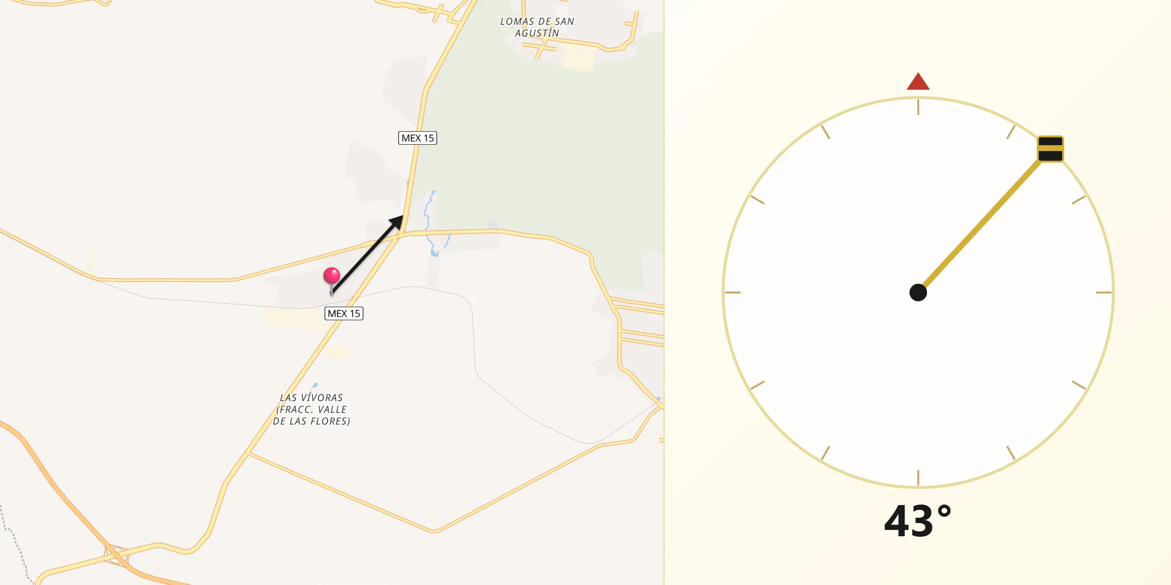 Dirección de la Qibla desde Santa Cruz de las Flores Tlajomulco de Zúñiga Jalisco