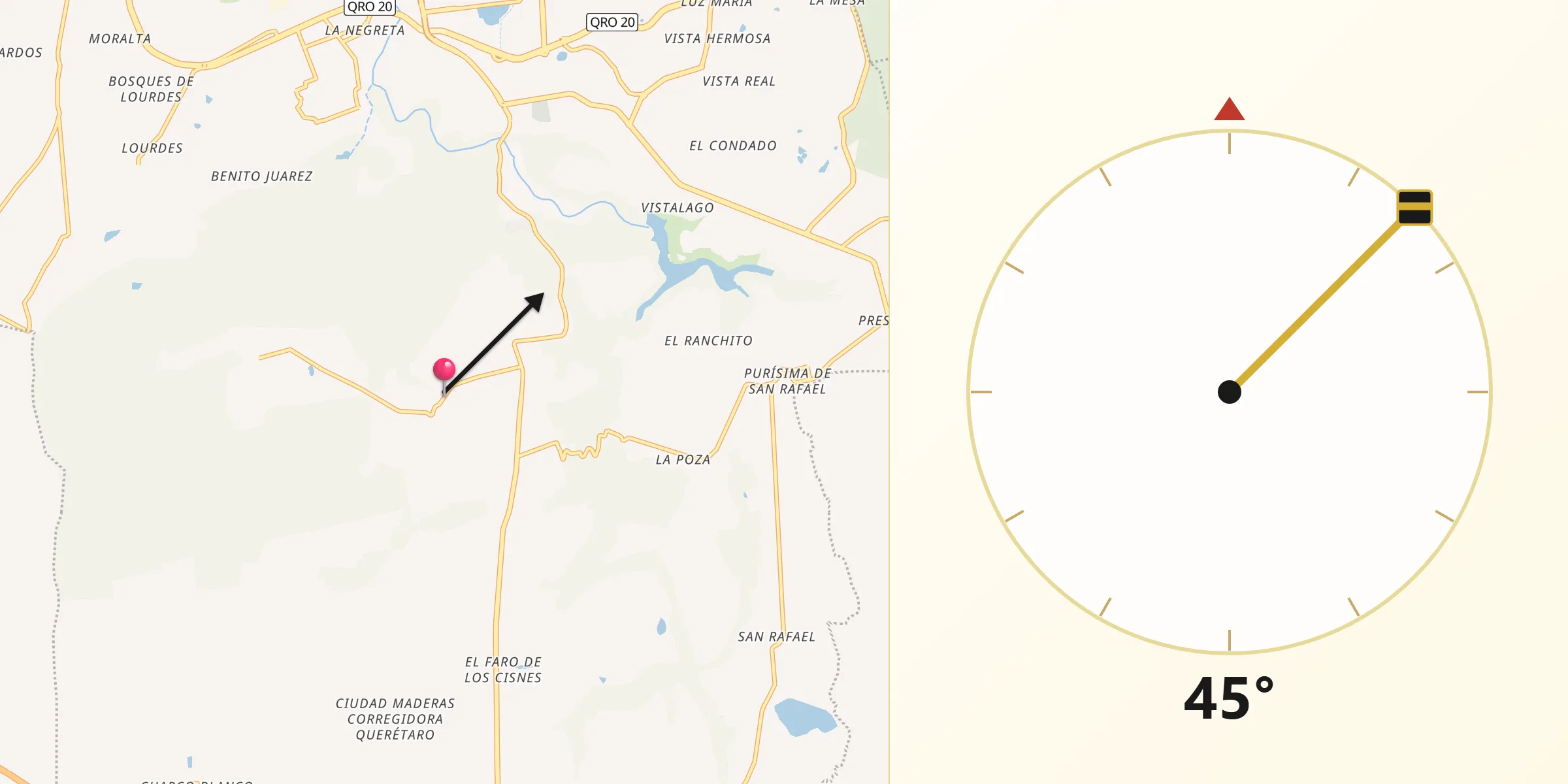 Dirección de la Qibla desde Joaquín Herrera