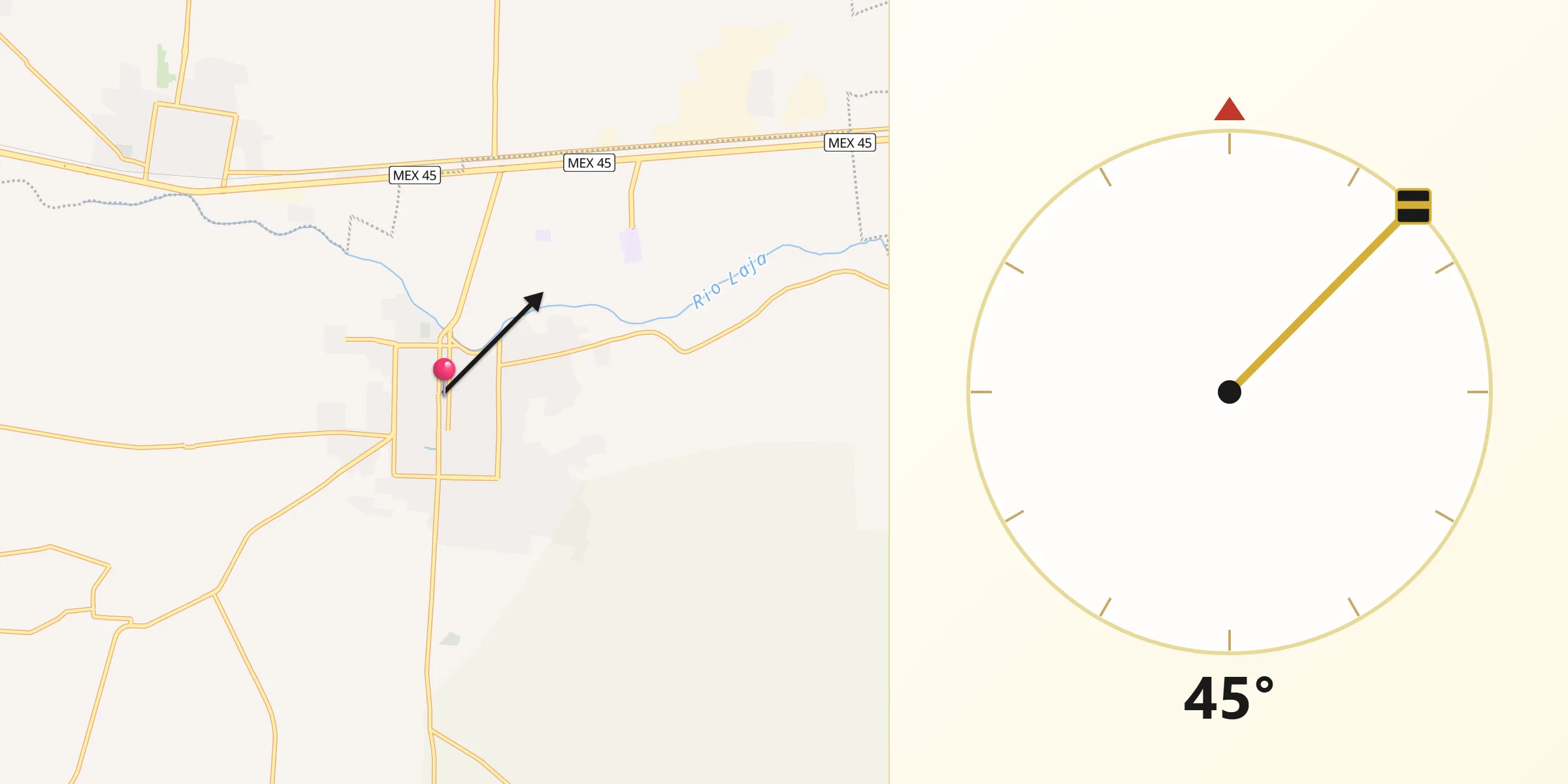 Dirección de la Qibla desde Cortazar