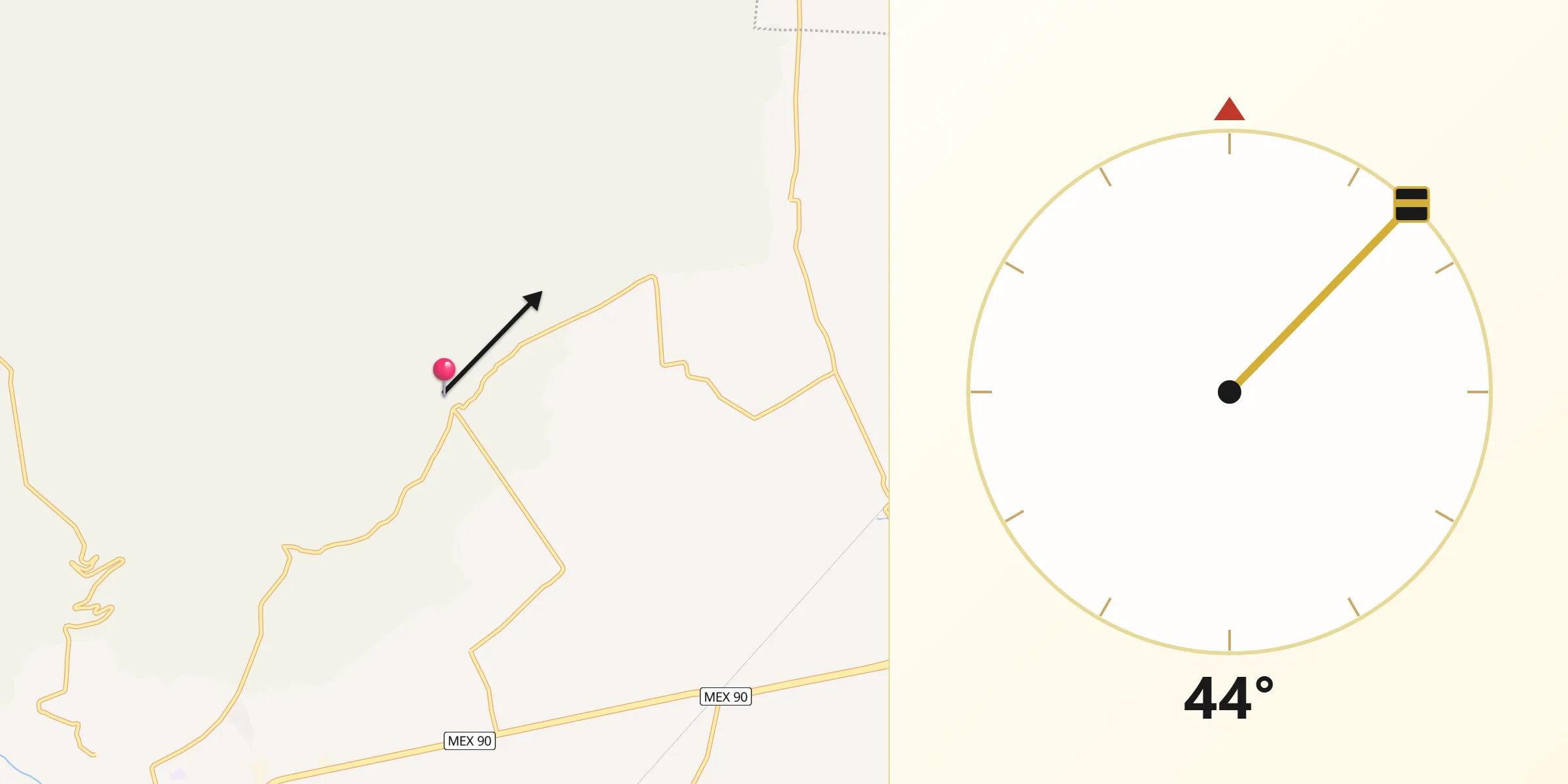 Dirección de la Qibla desde Zapote de Cestao