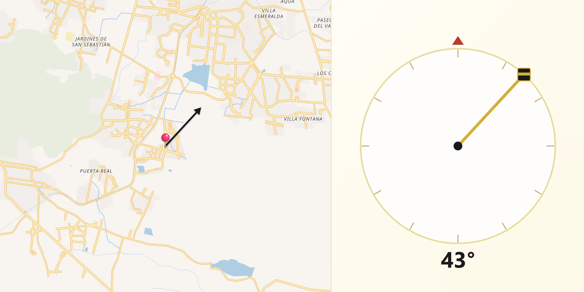 Dirección de la Qibla desde La Fortuna Fraccionamiento