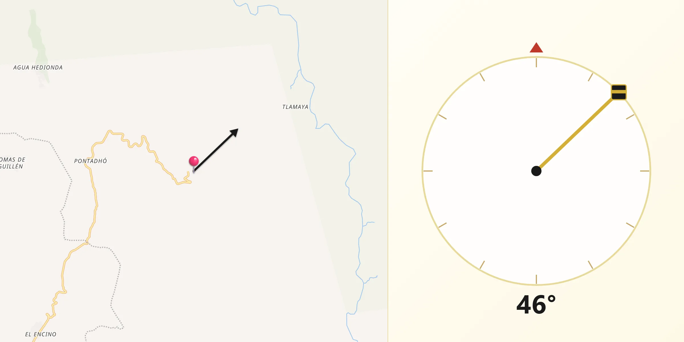 Dirección de la Qibla desde Fontezuelas
