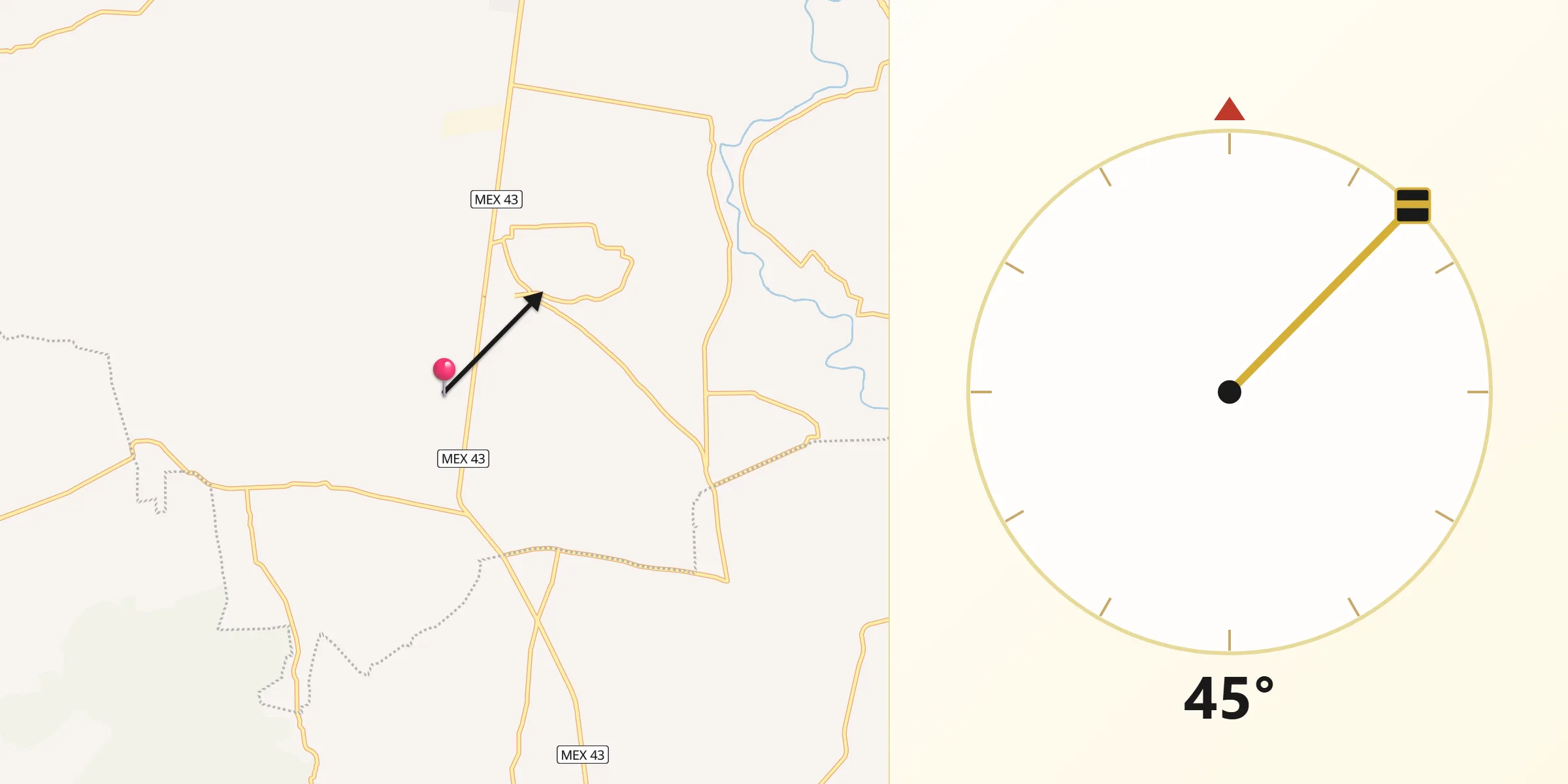 Dirección de la Qibla desde La Tinaja
