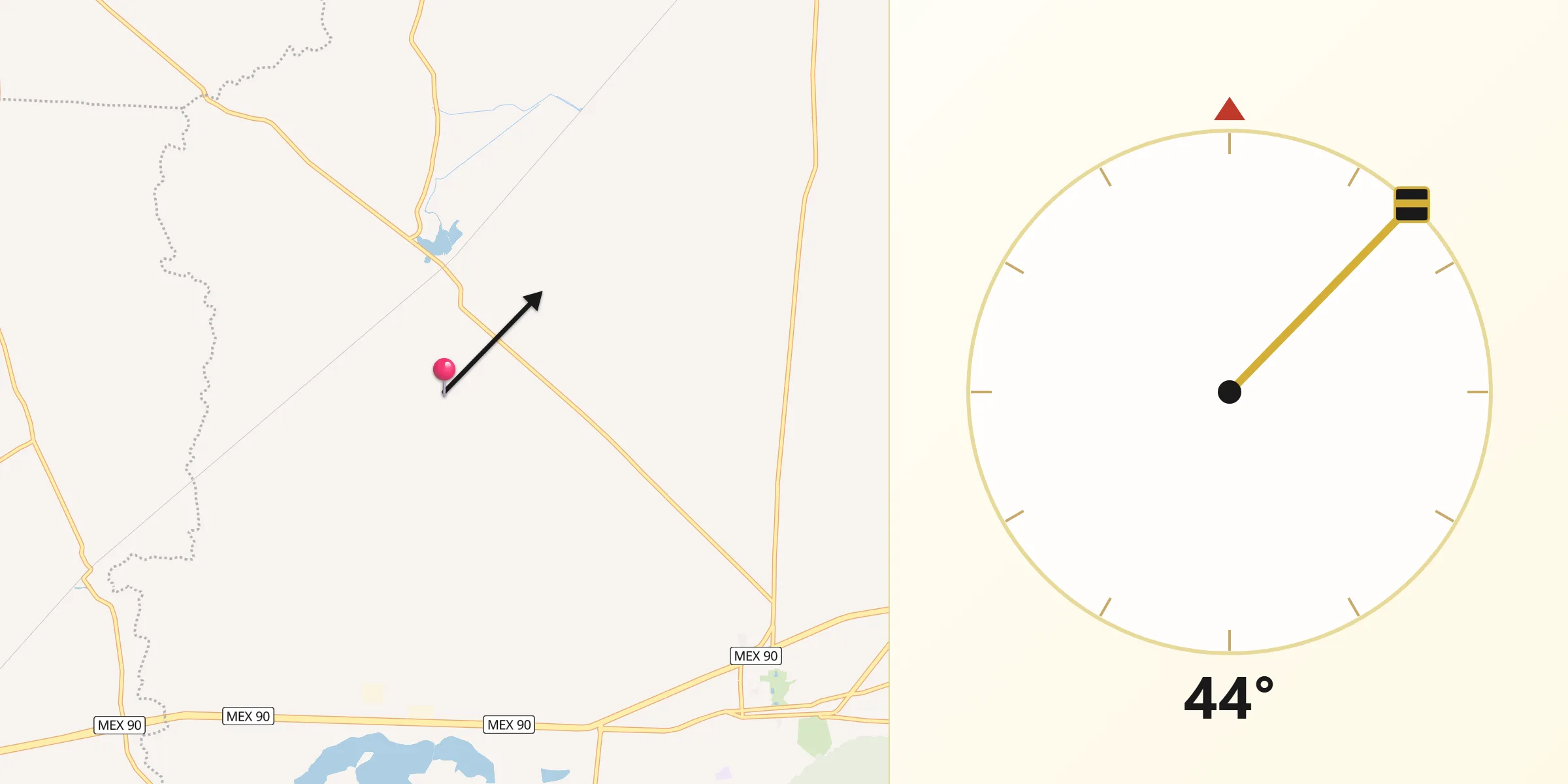 Dirección de la Qibla desde Huitzatarito