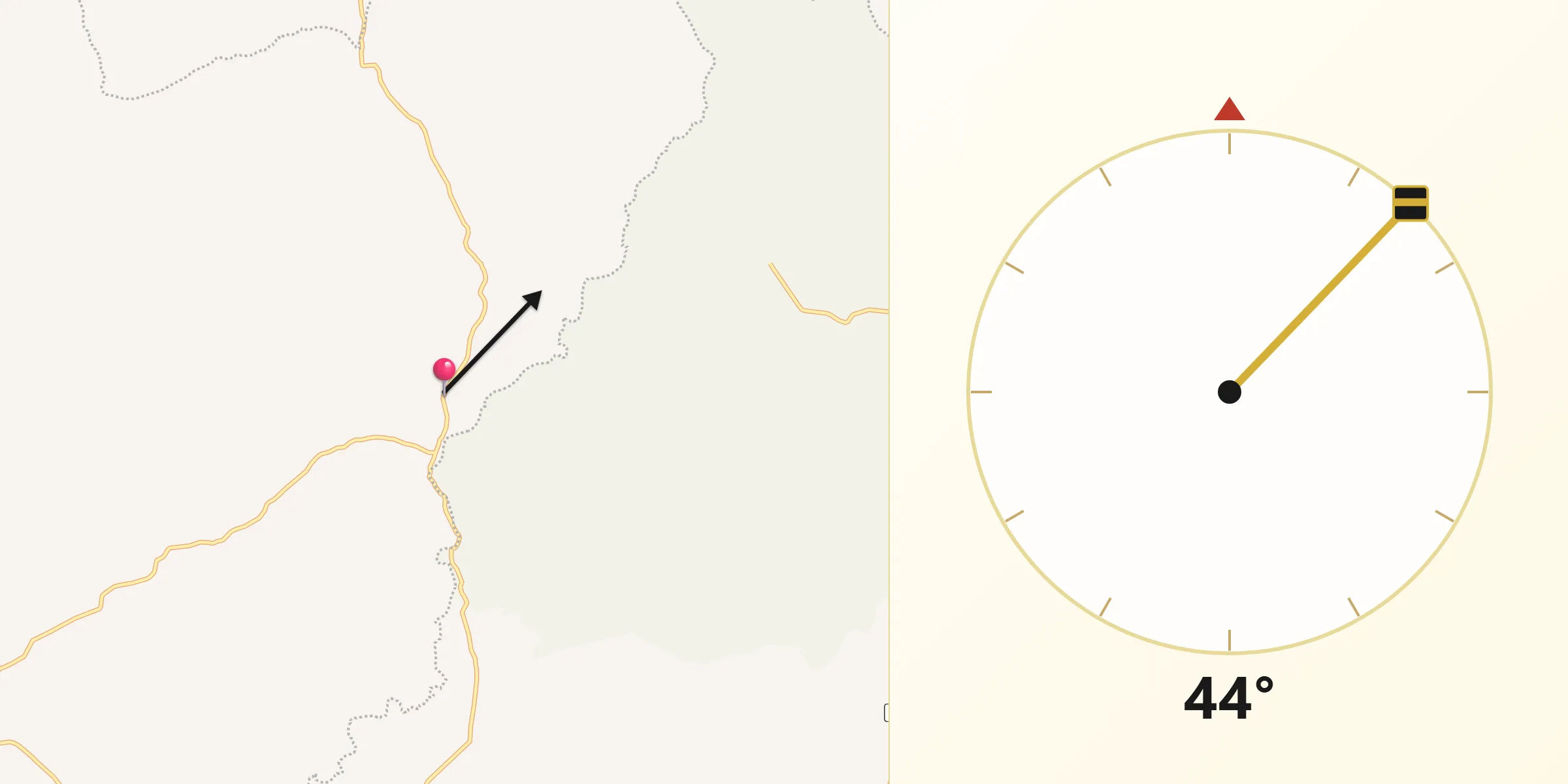 Dirección de la Qibla desde La Sanguijuela