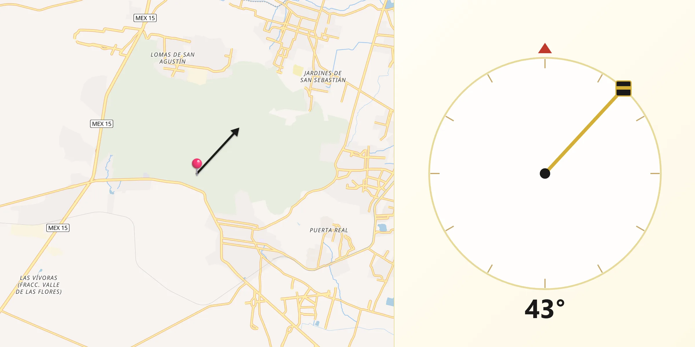 Dirección de la Qibla desde El Puerto