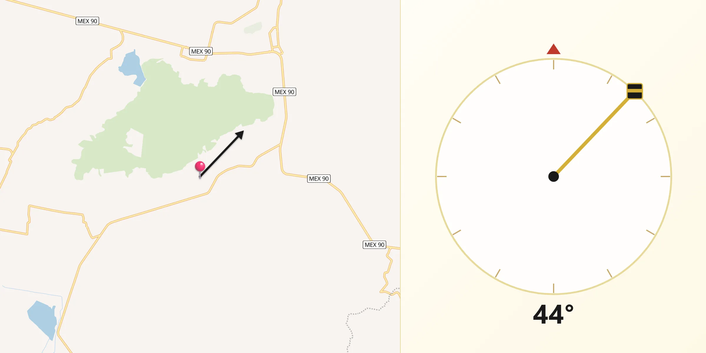 Dirección de la Qibla desde Ayotlán