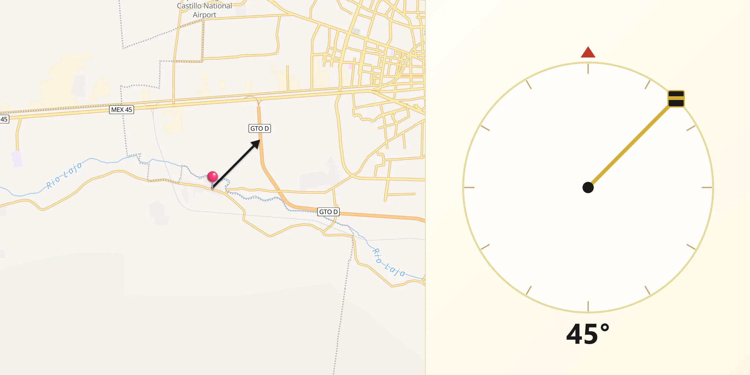 Dirección de la Qibla desde Merino