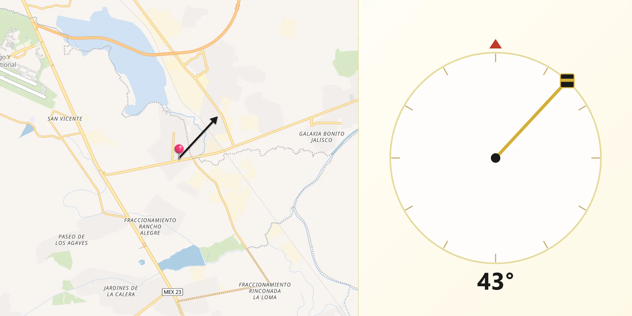 Dirección de la Qibla desde La Alameda