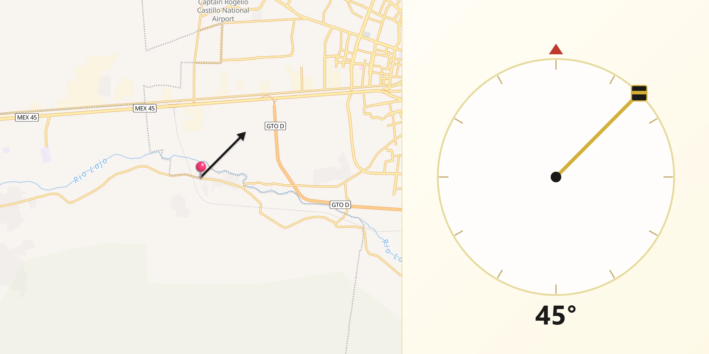 Dirección de la Qibla desde Santa Fe de la Purísima