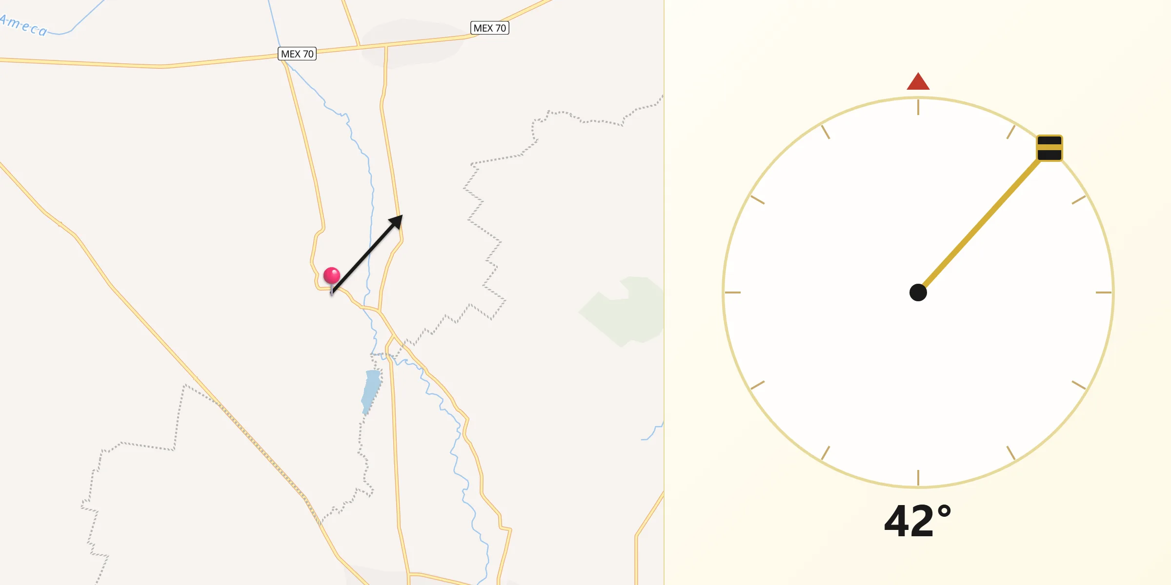Dirección de la Qibla desde El Cabezón