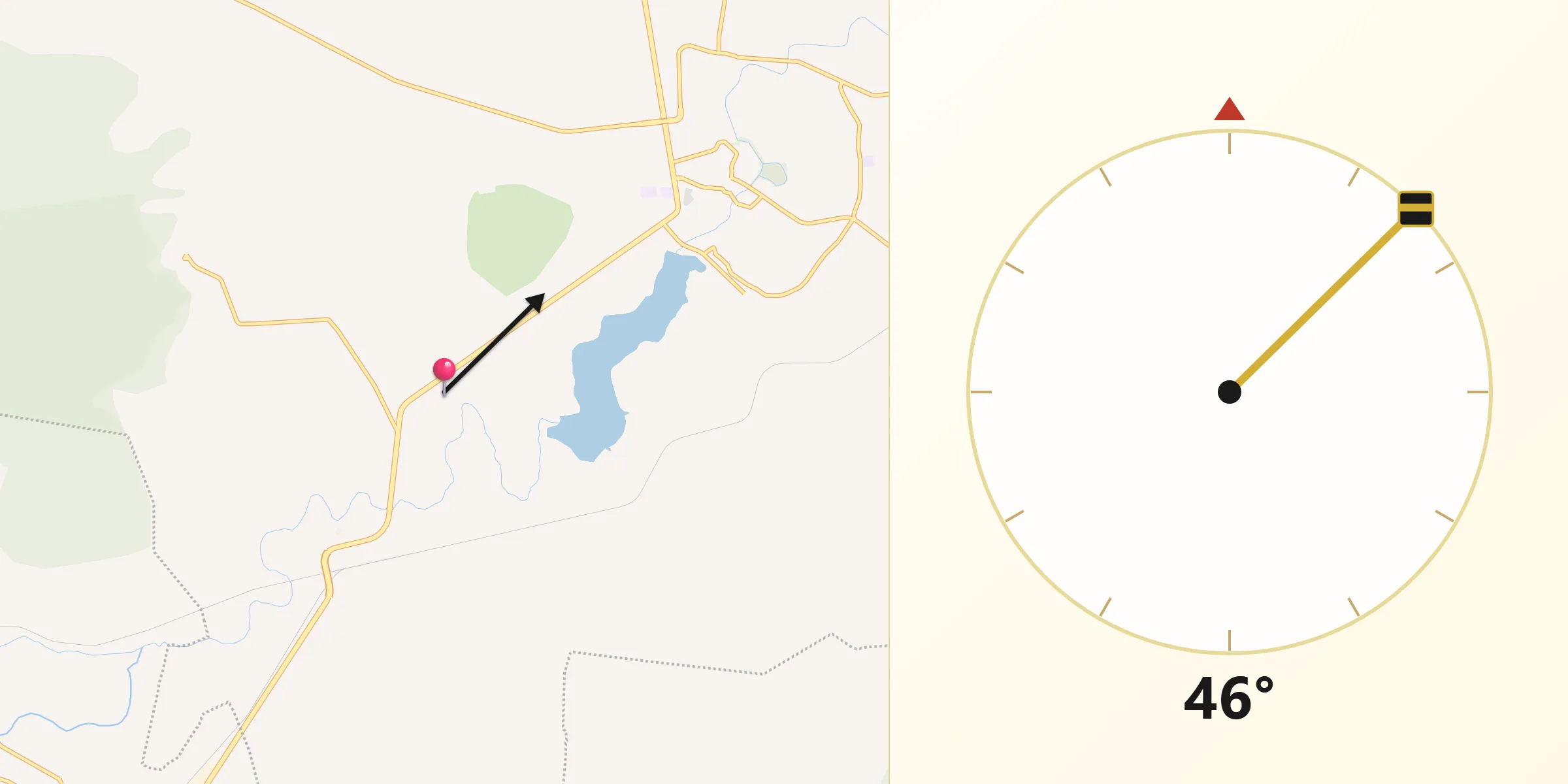 Dirección de la Qibla desde Bordo Blanco
