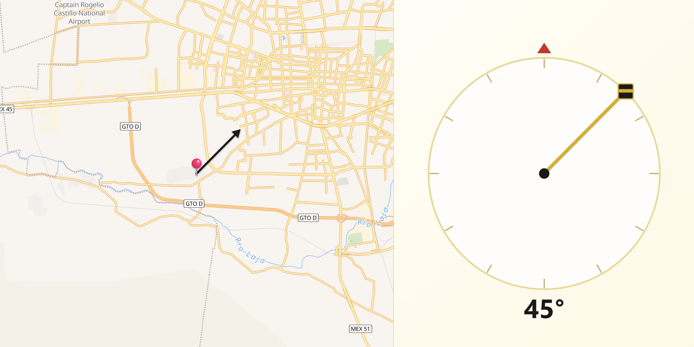 Dirección de la Qibla desde Primera Fracción de Crespo