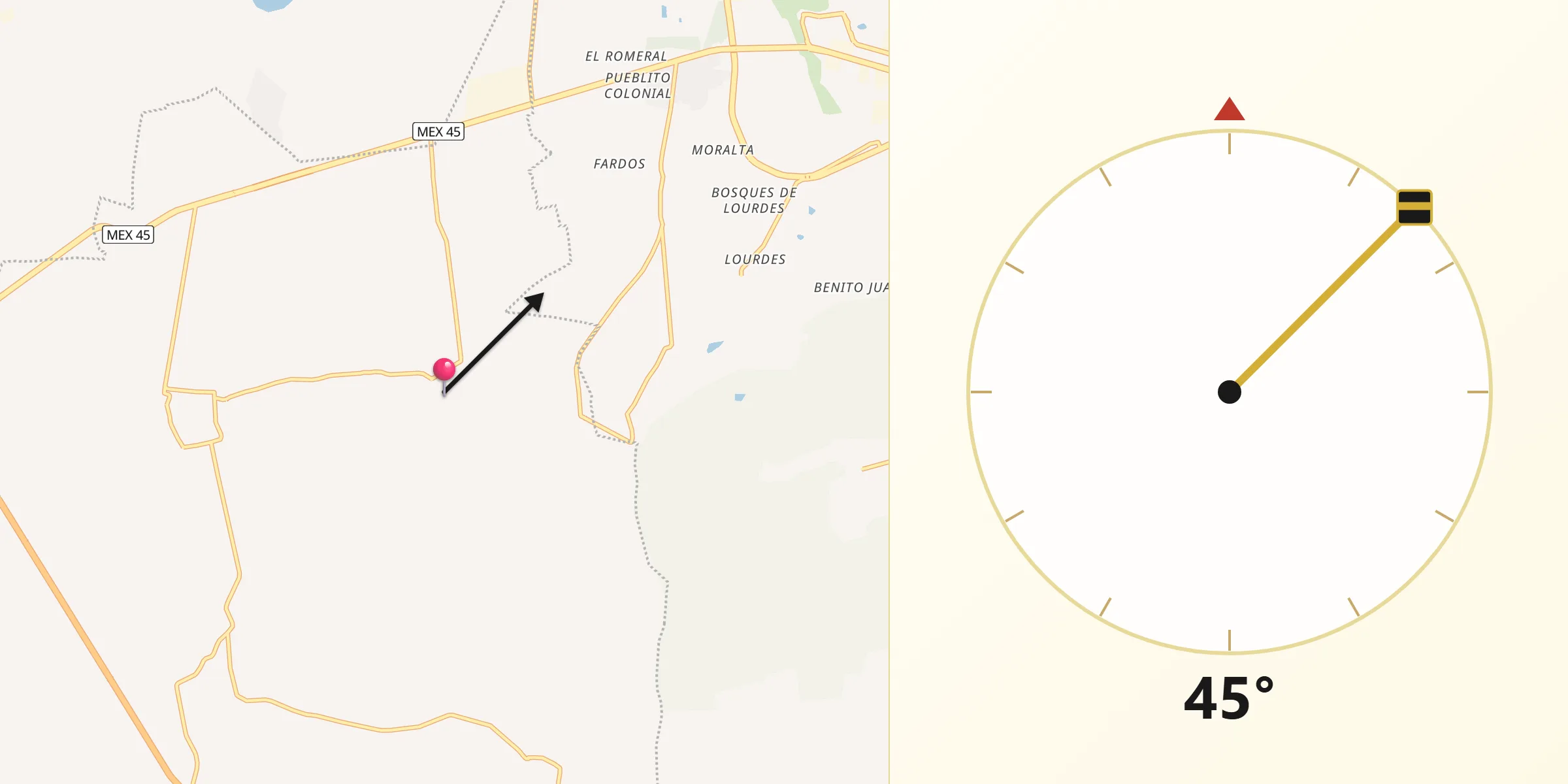 Dirección de la Qibla desde San Antonio Calichar