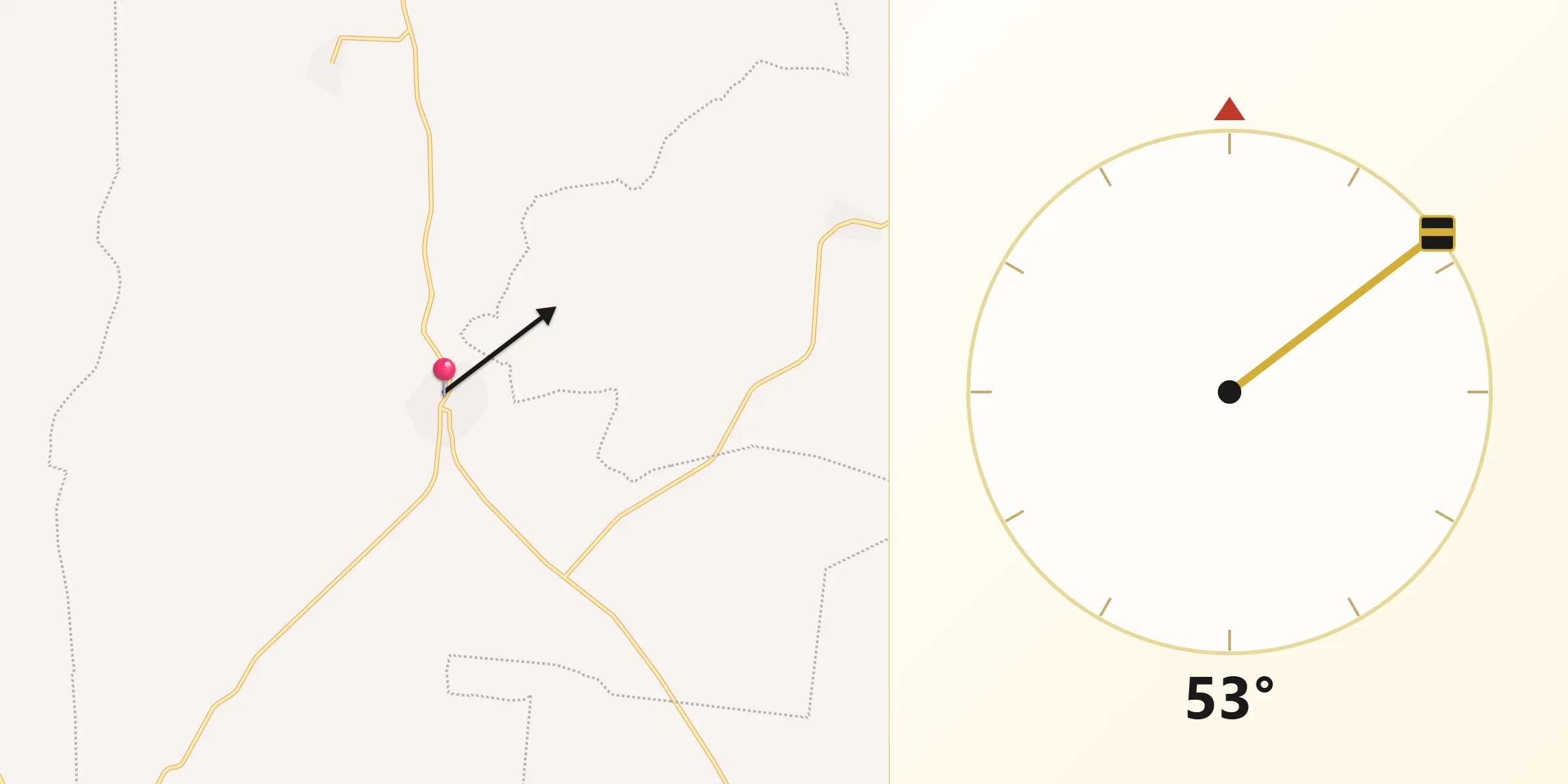 Dirección de la Qibla desde Sacalum