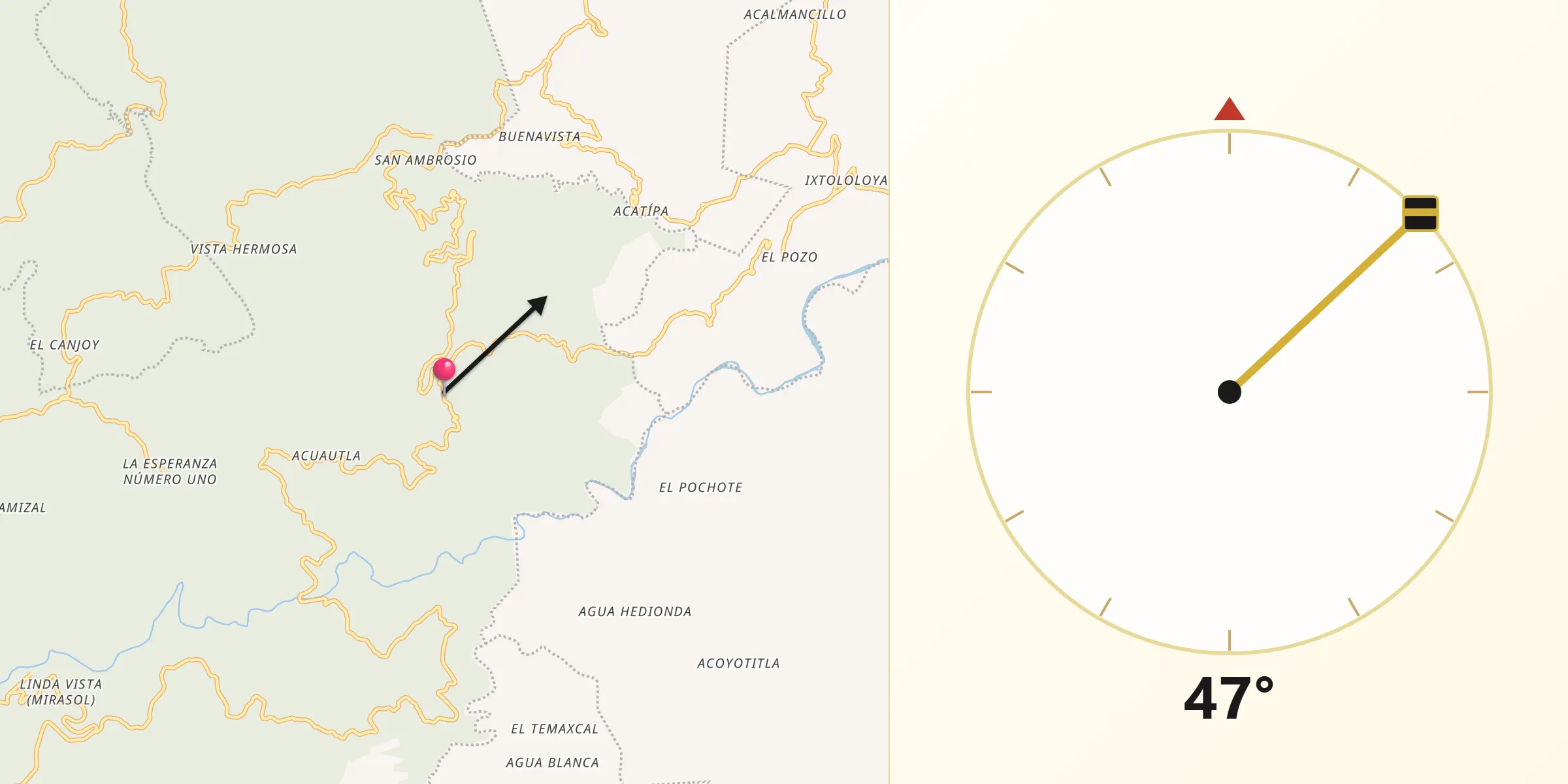 Dirección de la Qibla desde San Gregorio