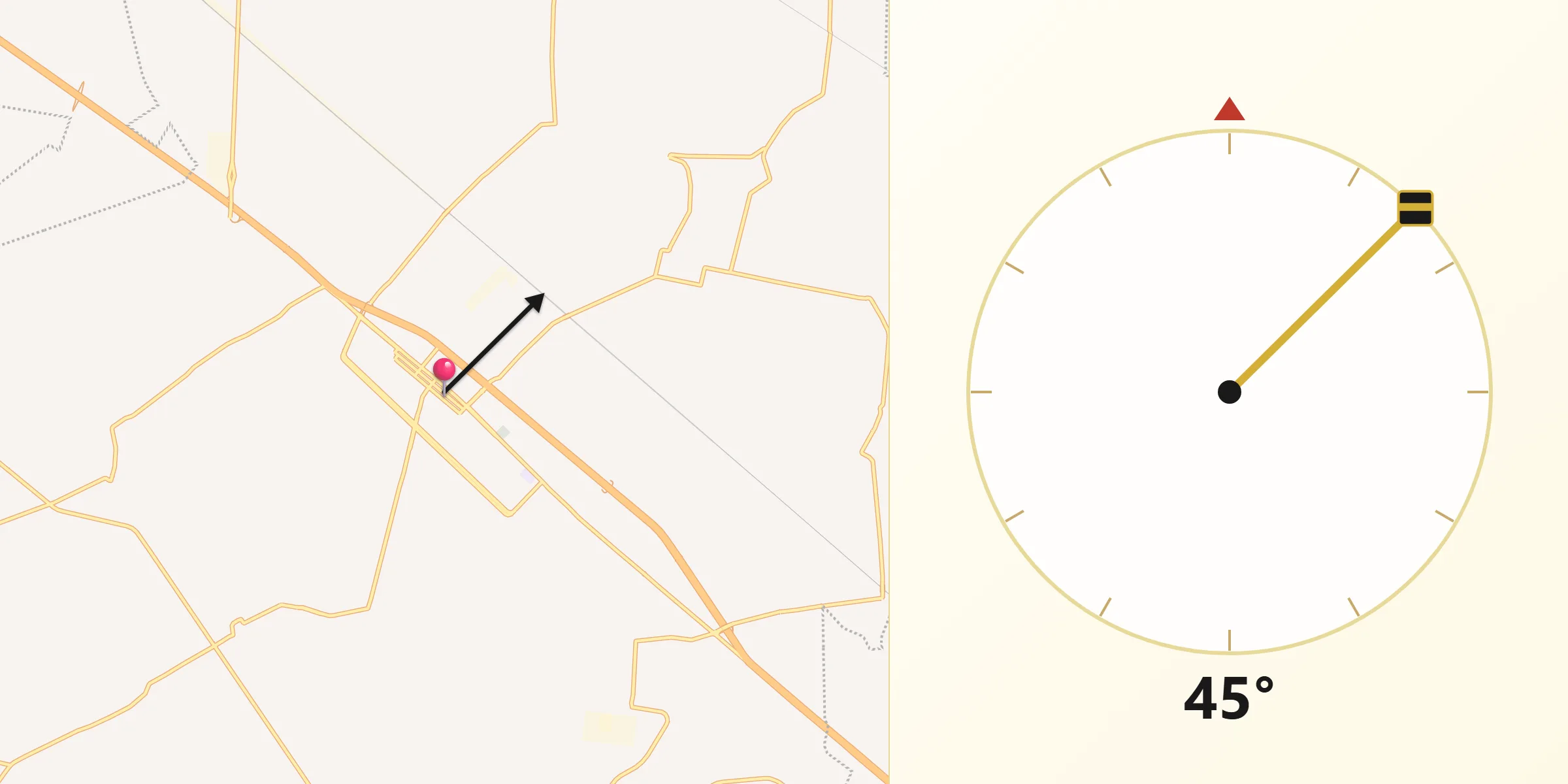 Dirección de la Qibla desde Pedro Escobedo