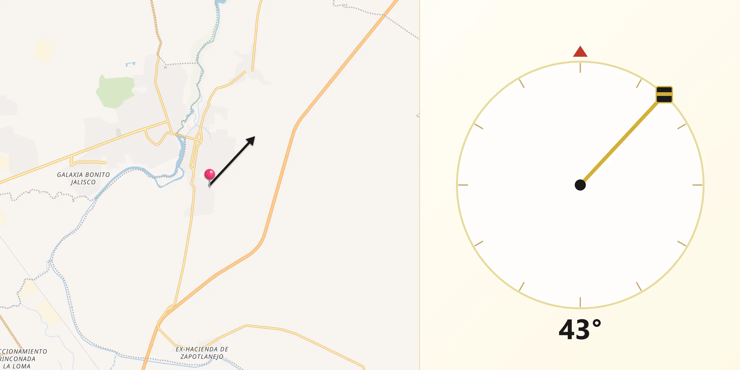 Dirección de la Qibla desde Juanacatlán