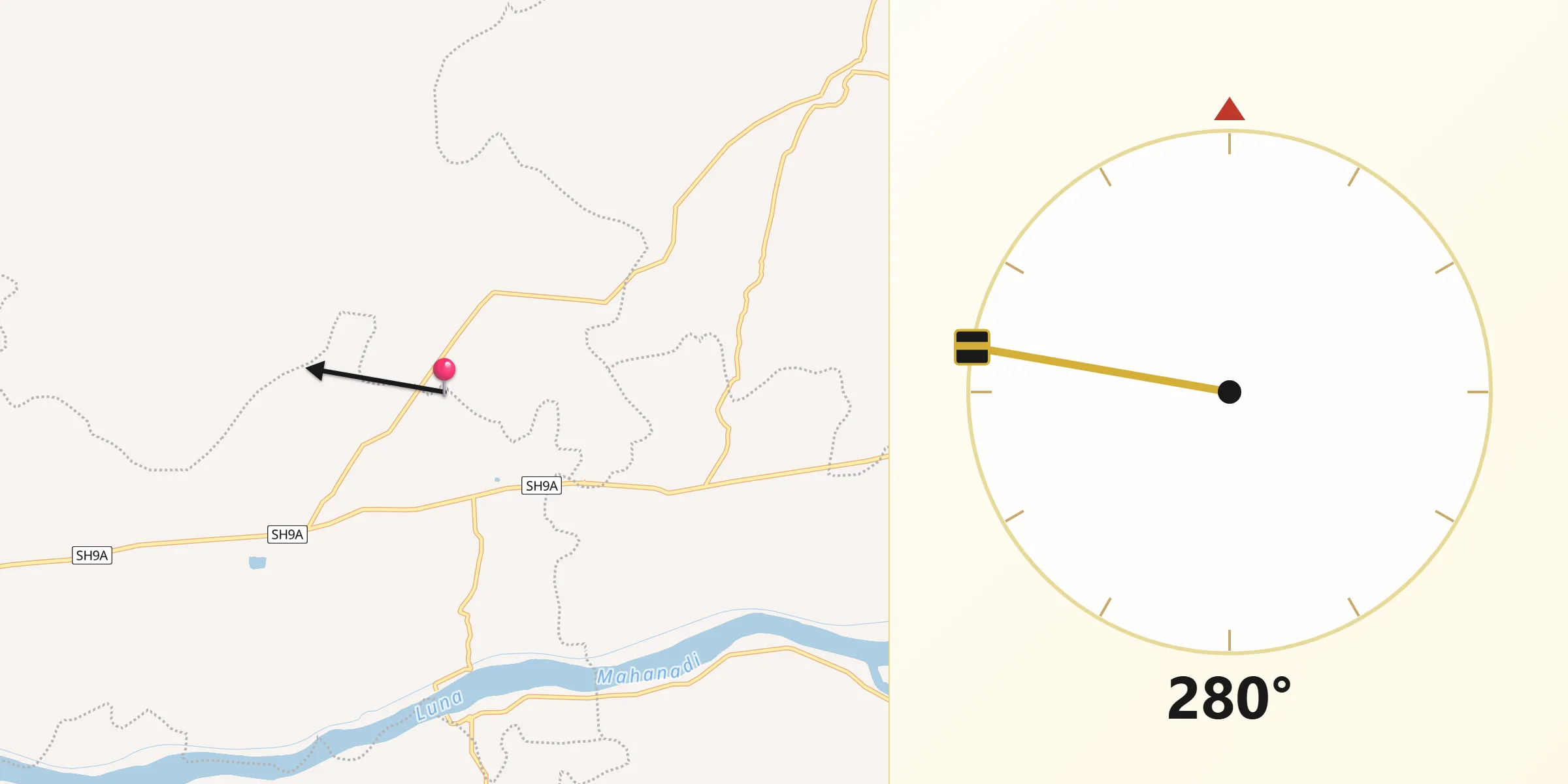 Qibla Direction from Cuttack